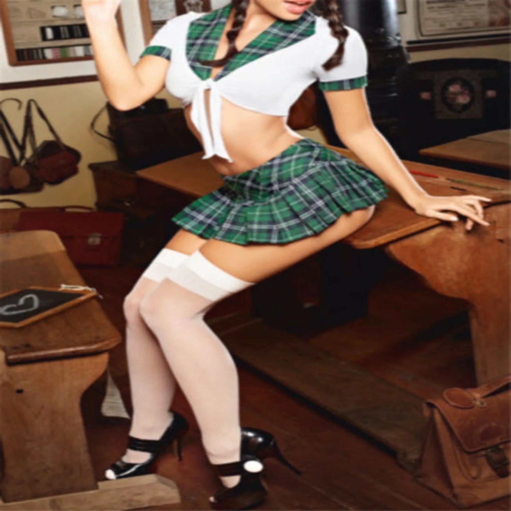 School Girl Uniform Temptation Lace Lingerie Set (2 Piece)