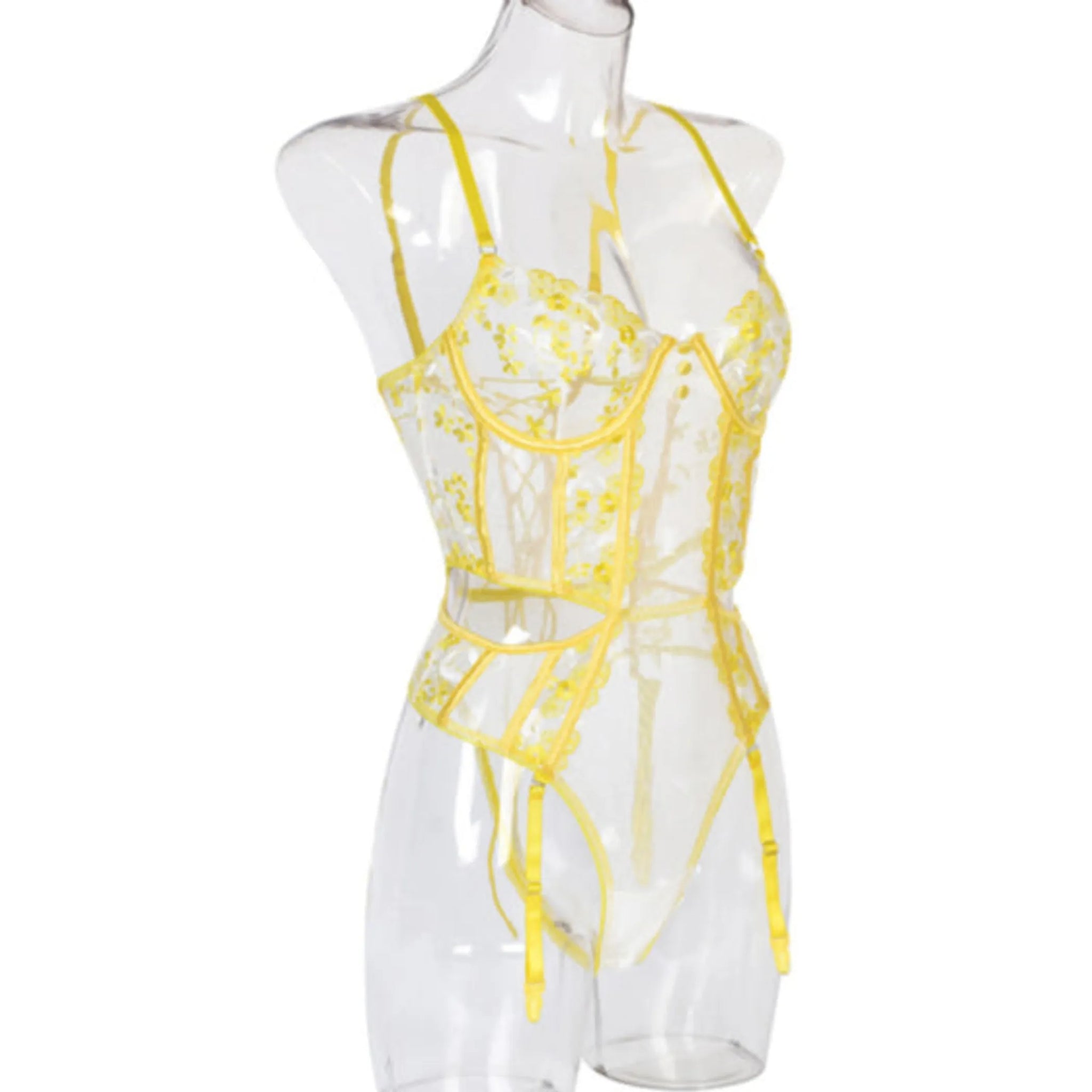 Lovely Embroidery Lace Bodysuit Set
