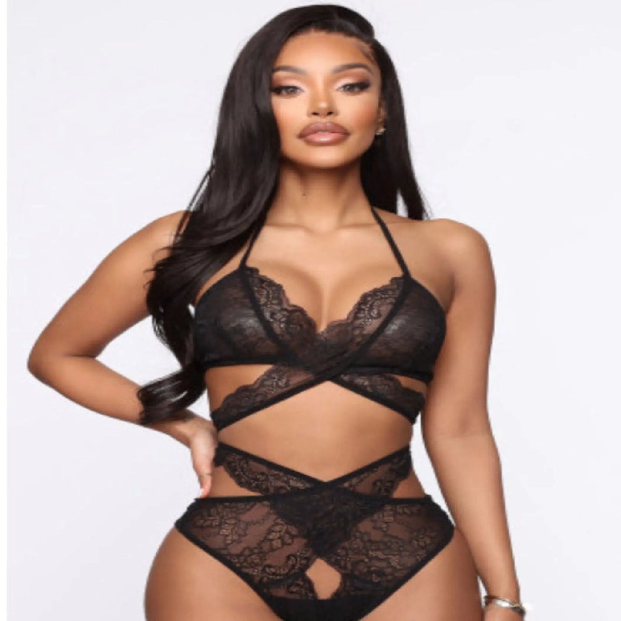 Lace High Waist Adjustable Strap Bralette