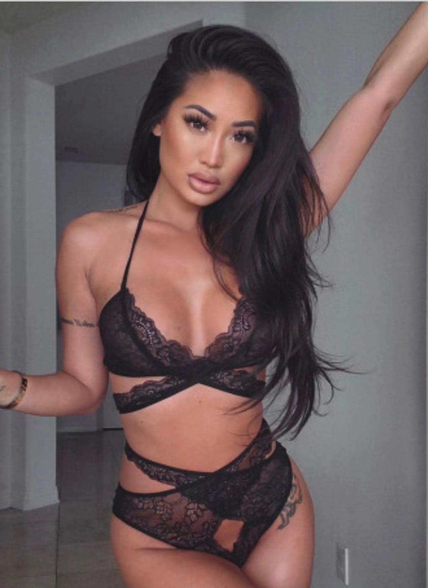 Lace High Waist Adjustable Strap Bralette