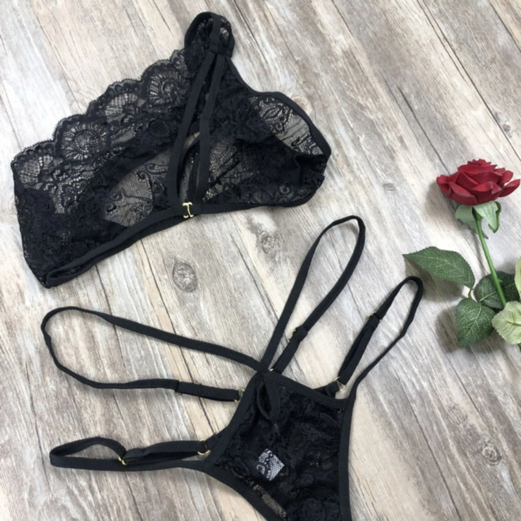 One Shoulder Lace Lingerie Set (2 Piece)