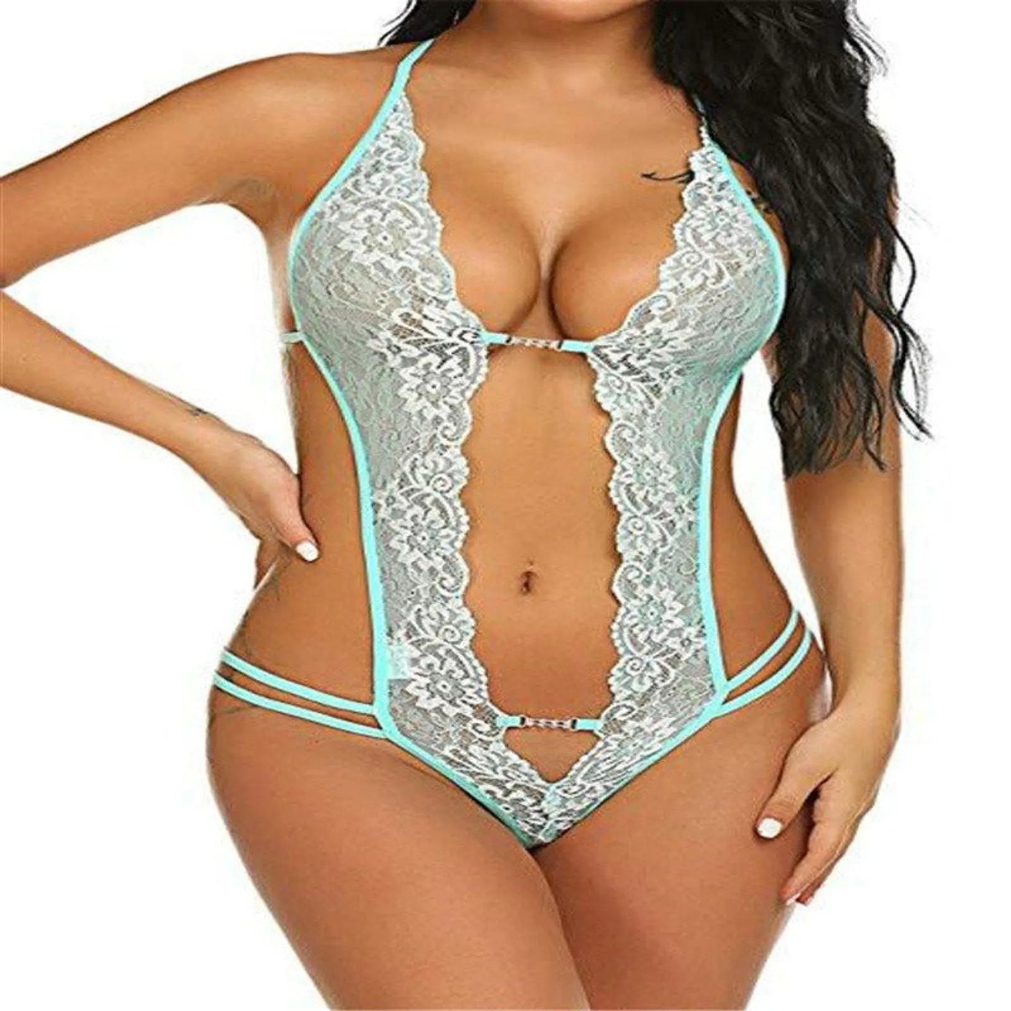 La Belle Fantastique - Lingerie Lace Hollow Out Teddy Bodysuit