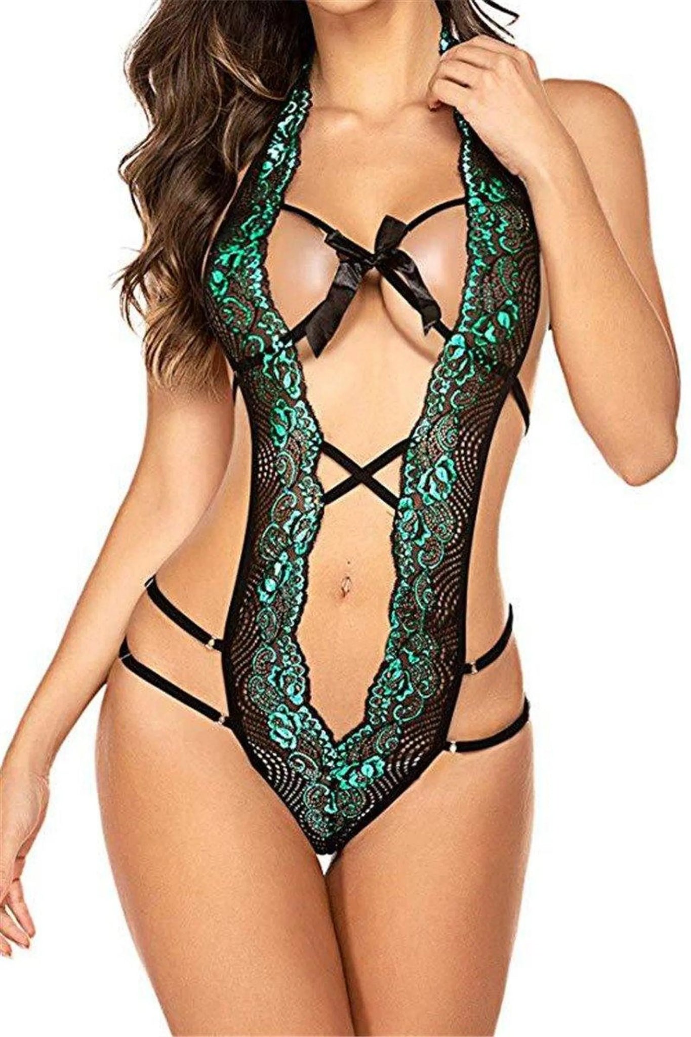 Lace Hollow Out Teddy Bodysuit