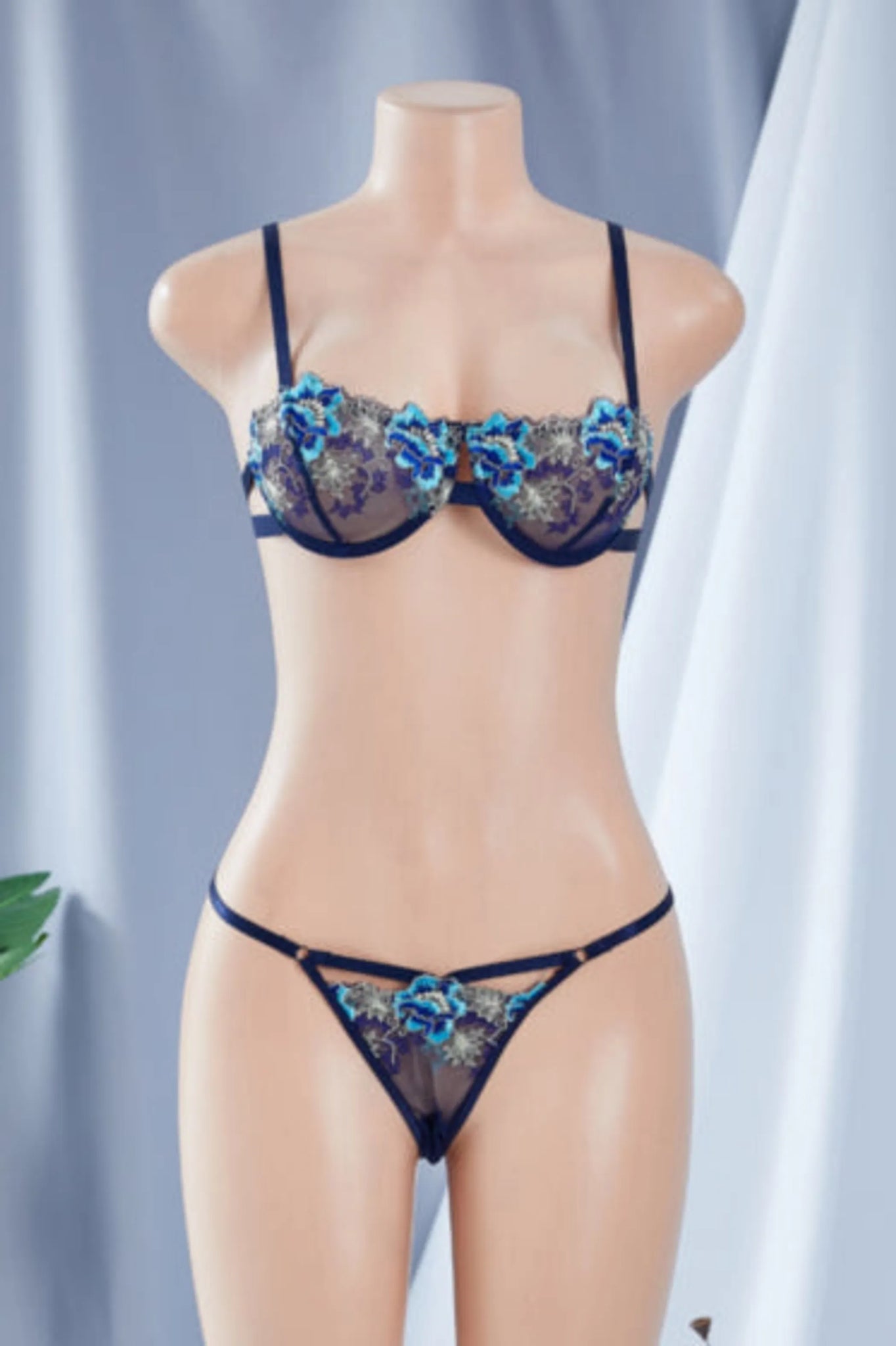 Daisy Embroidery Sexy Lingerie Two-Piece Set