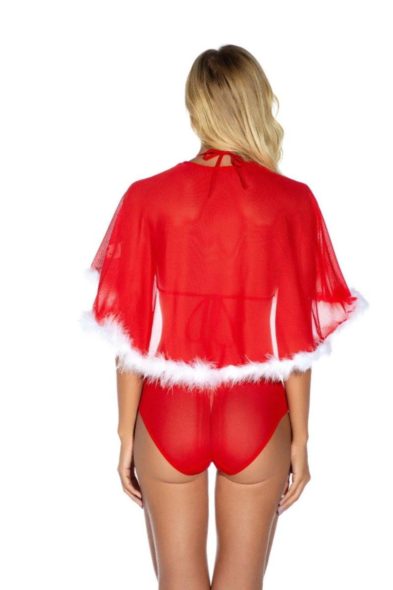 Sexy Christmas Lace Nightdress with Cape and G-String