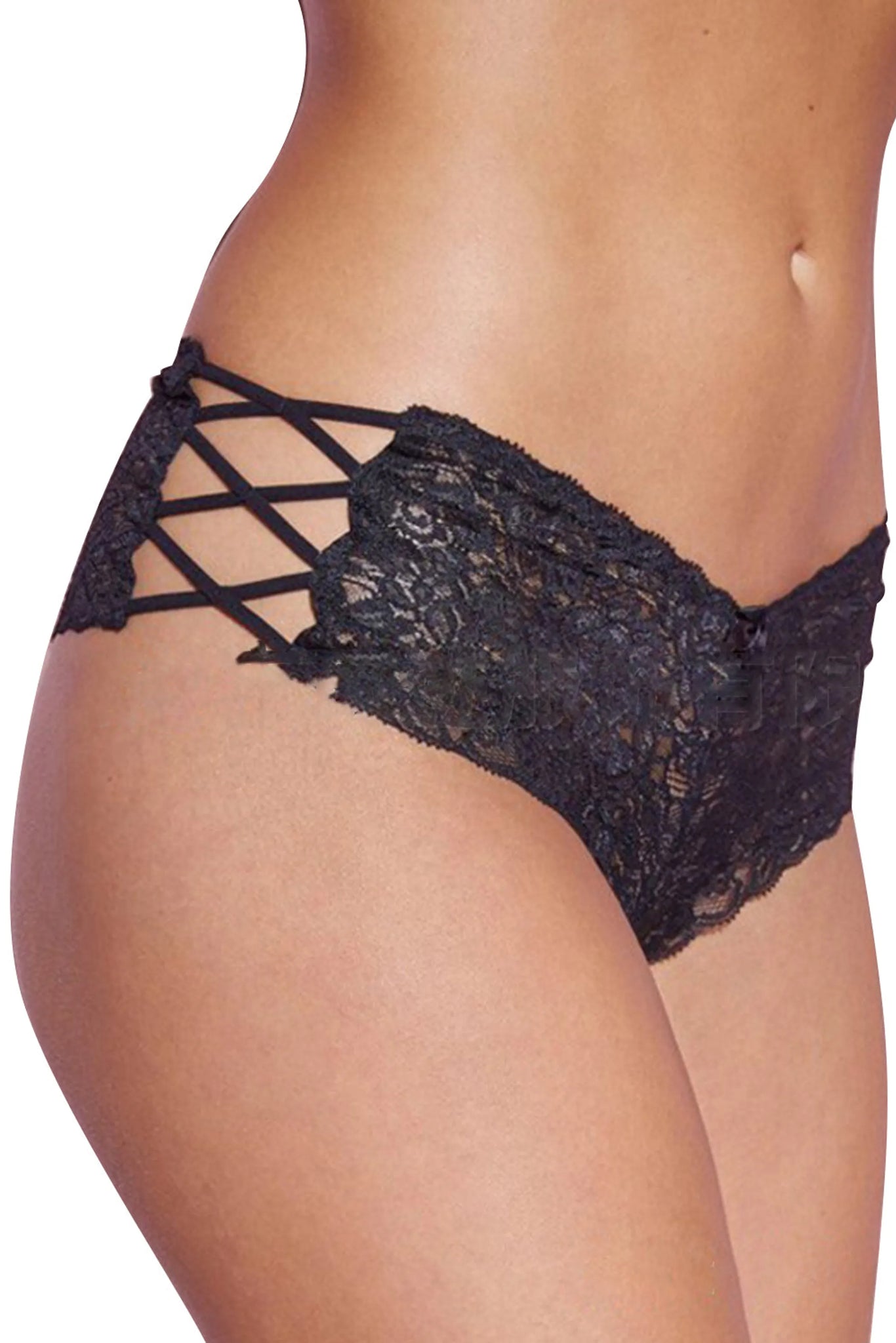 La Belle Fantastique Crisscross Hollow-Out Sides Lace Thong