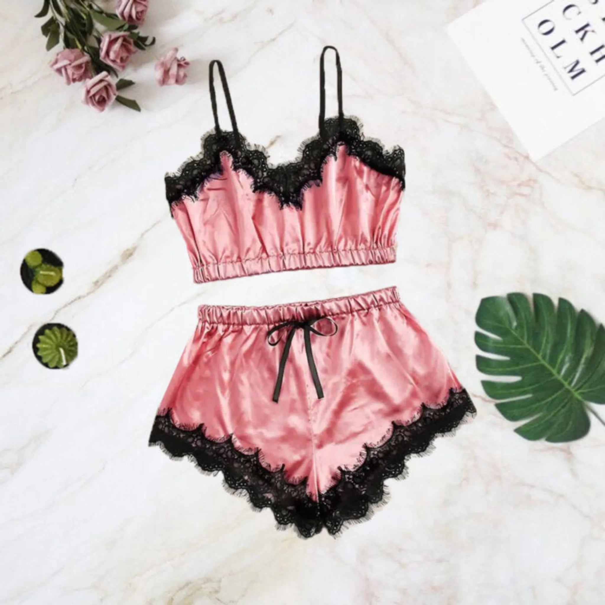 Phoenix Lace Silk Nightwear 2-Piece Set