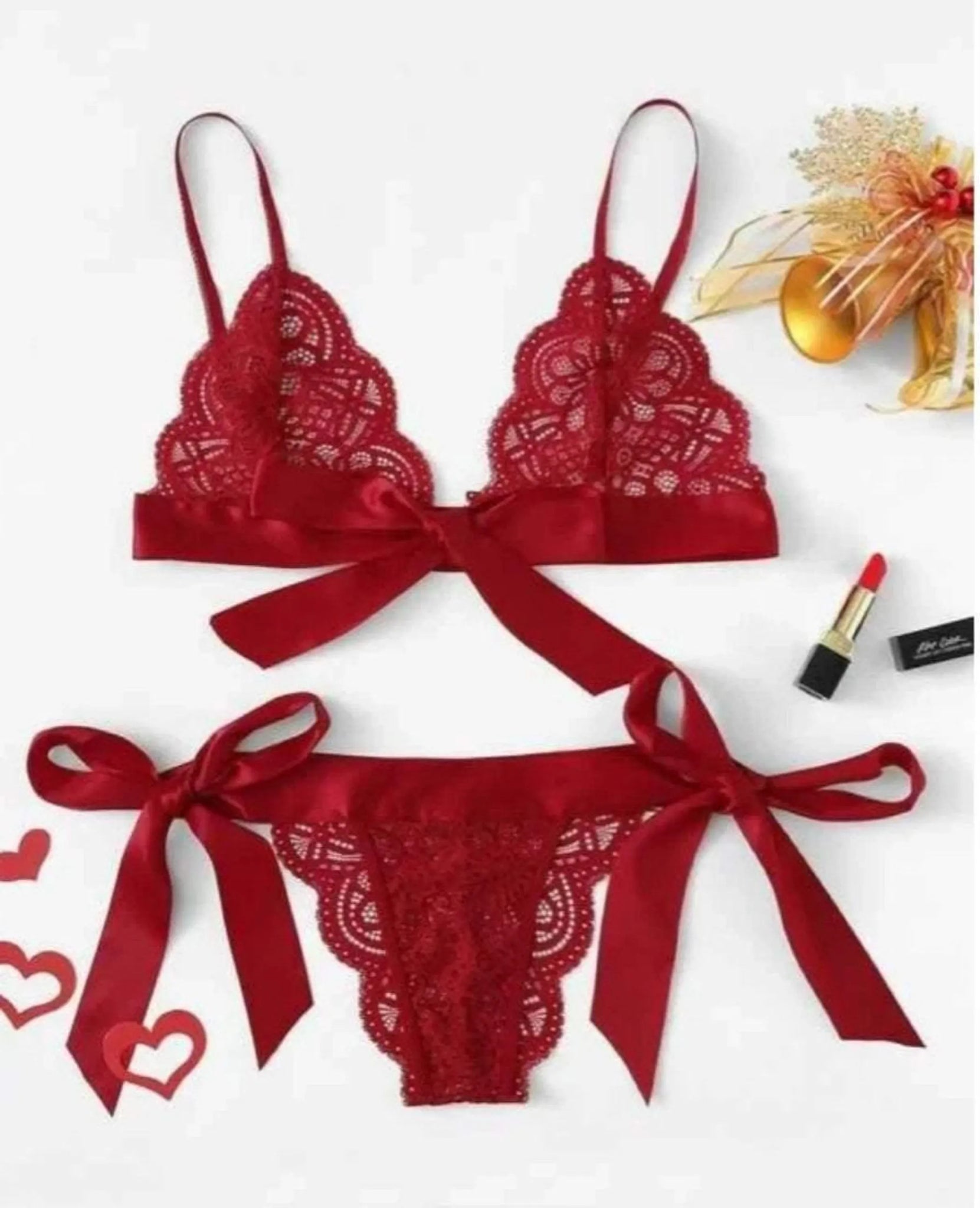 Bow Tie Lace Lingerie Set (2 Piece)
