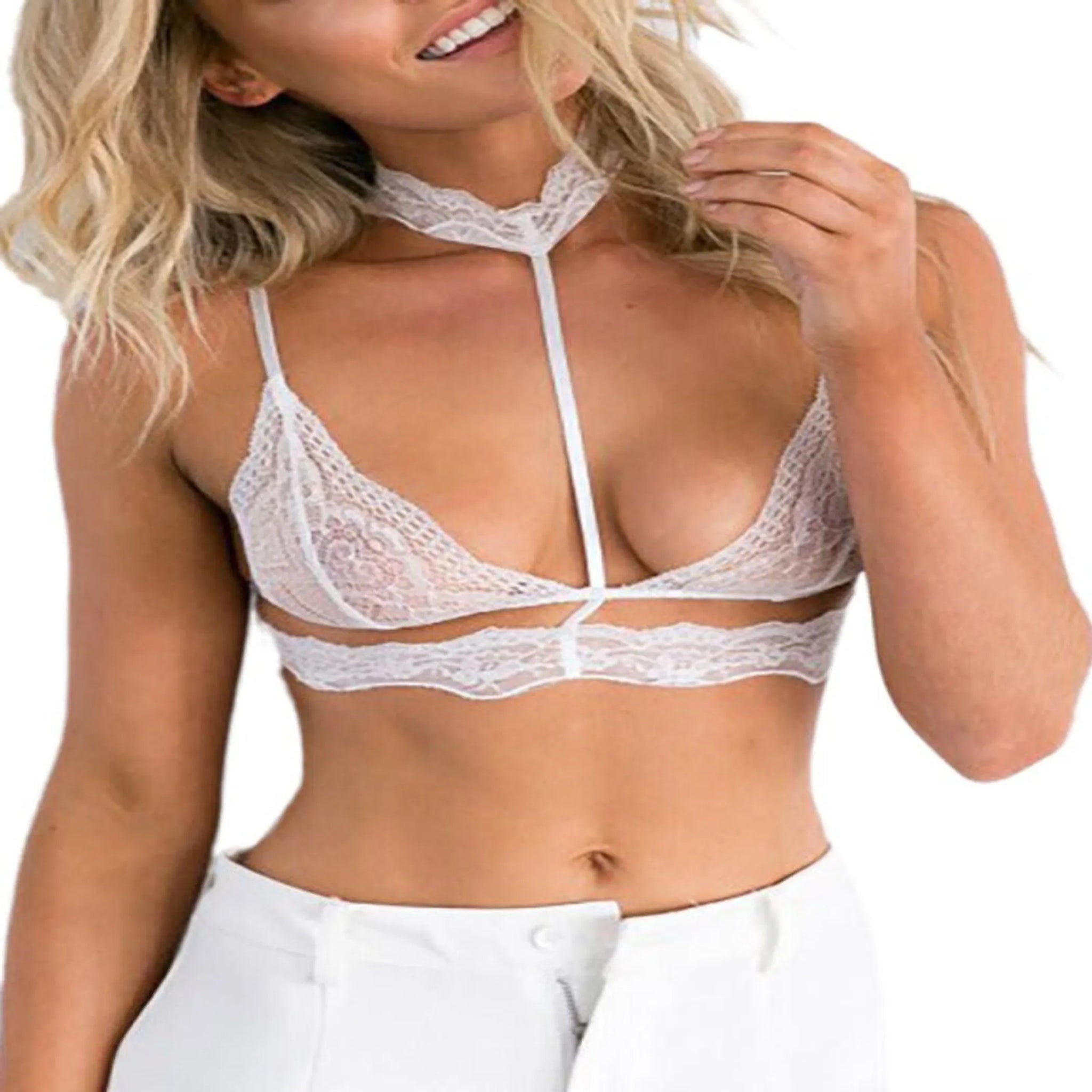 Seductive Strappy Choker Lace Bra