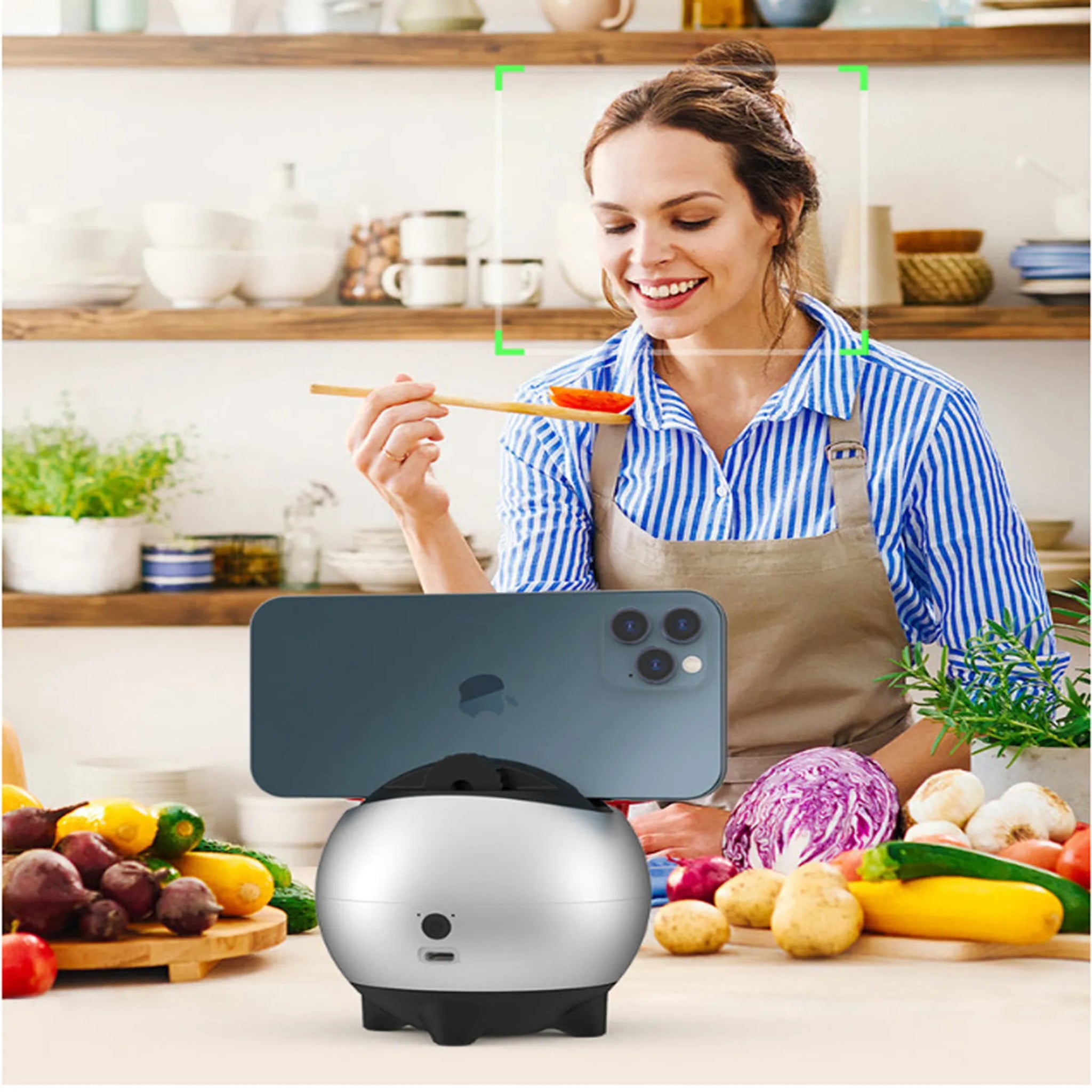 Face Recognition 360° AI Smart Gimbal Stand for Smartphones