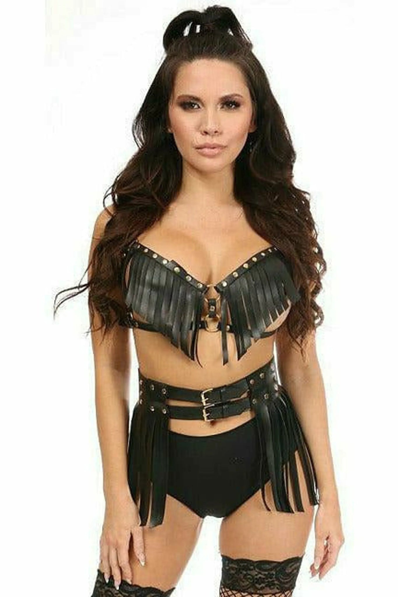 Vegan Leather Fringe Bra Harness