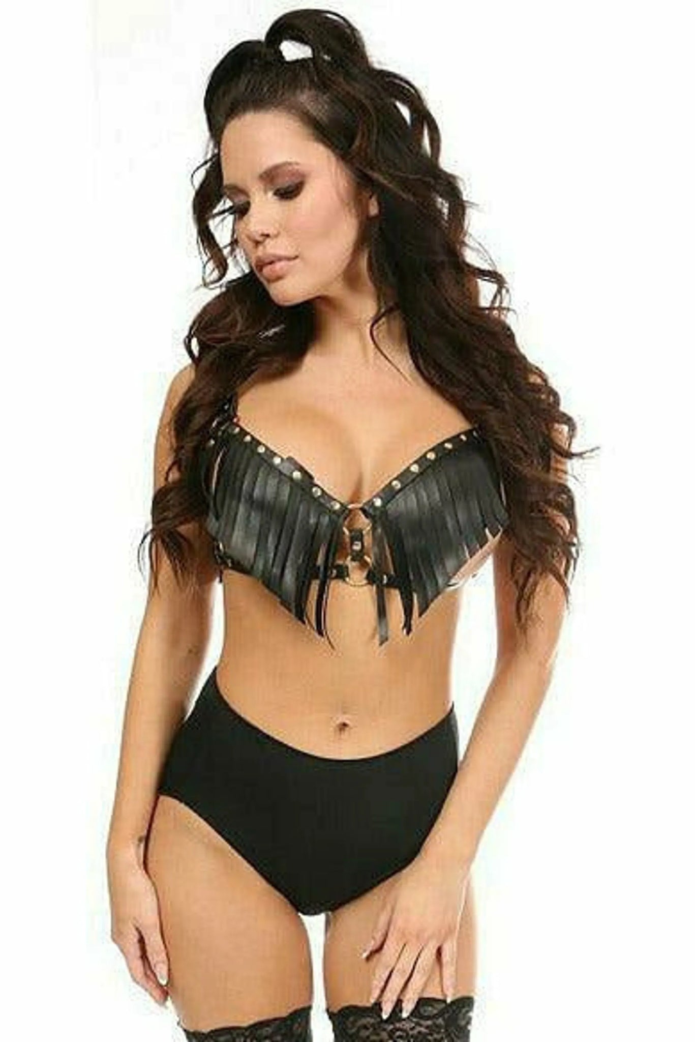Vegan Leather Fringe Bra Harness