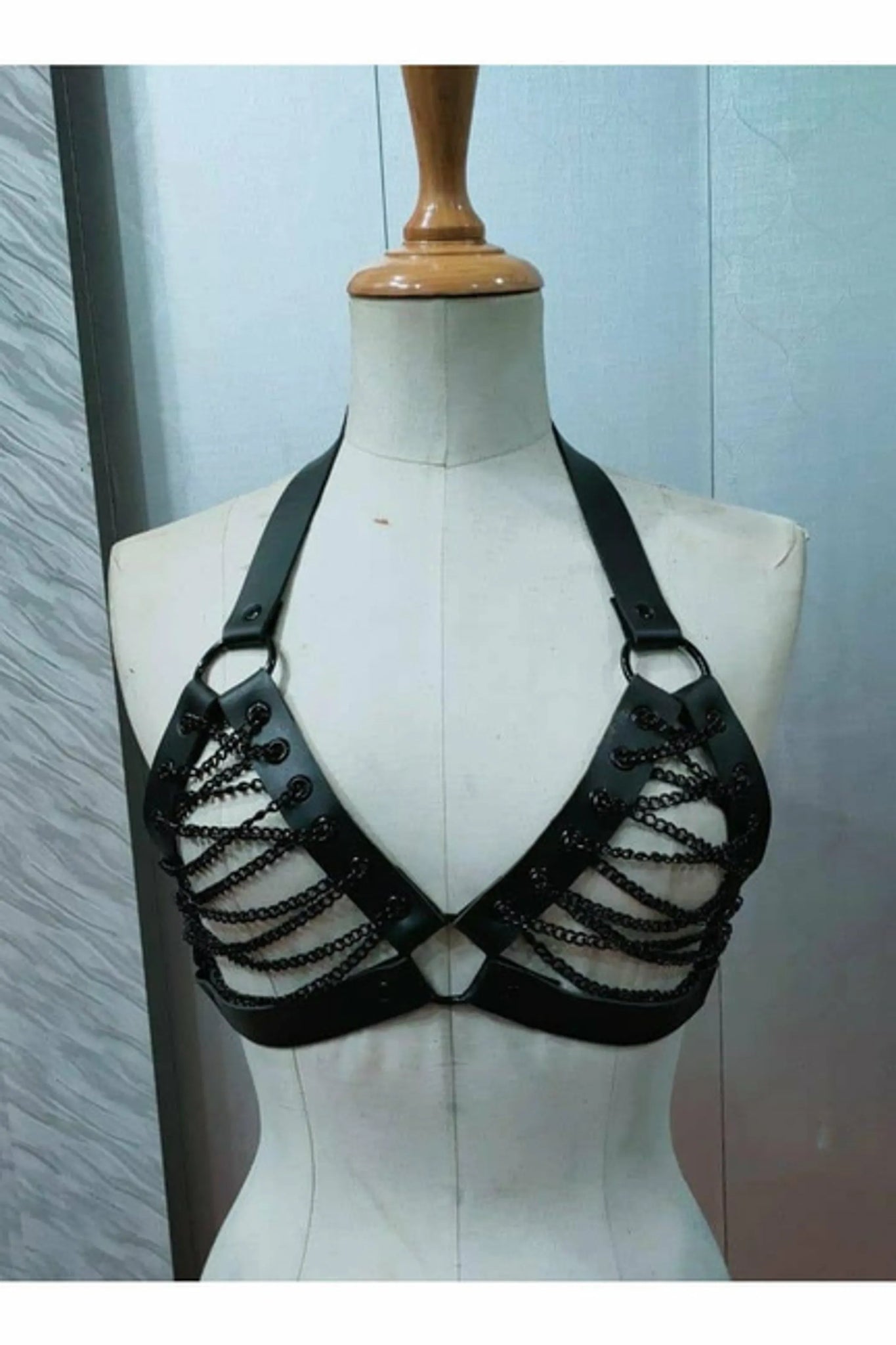 Candy Collection Chain Lace-Up Bra Top Harness