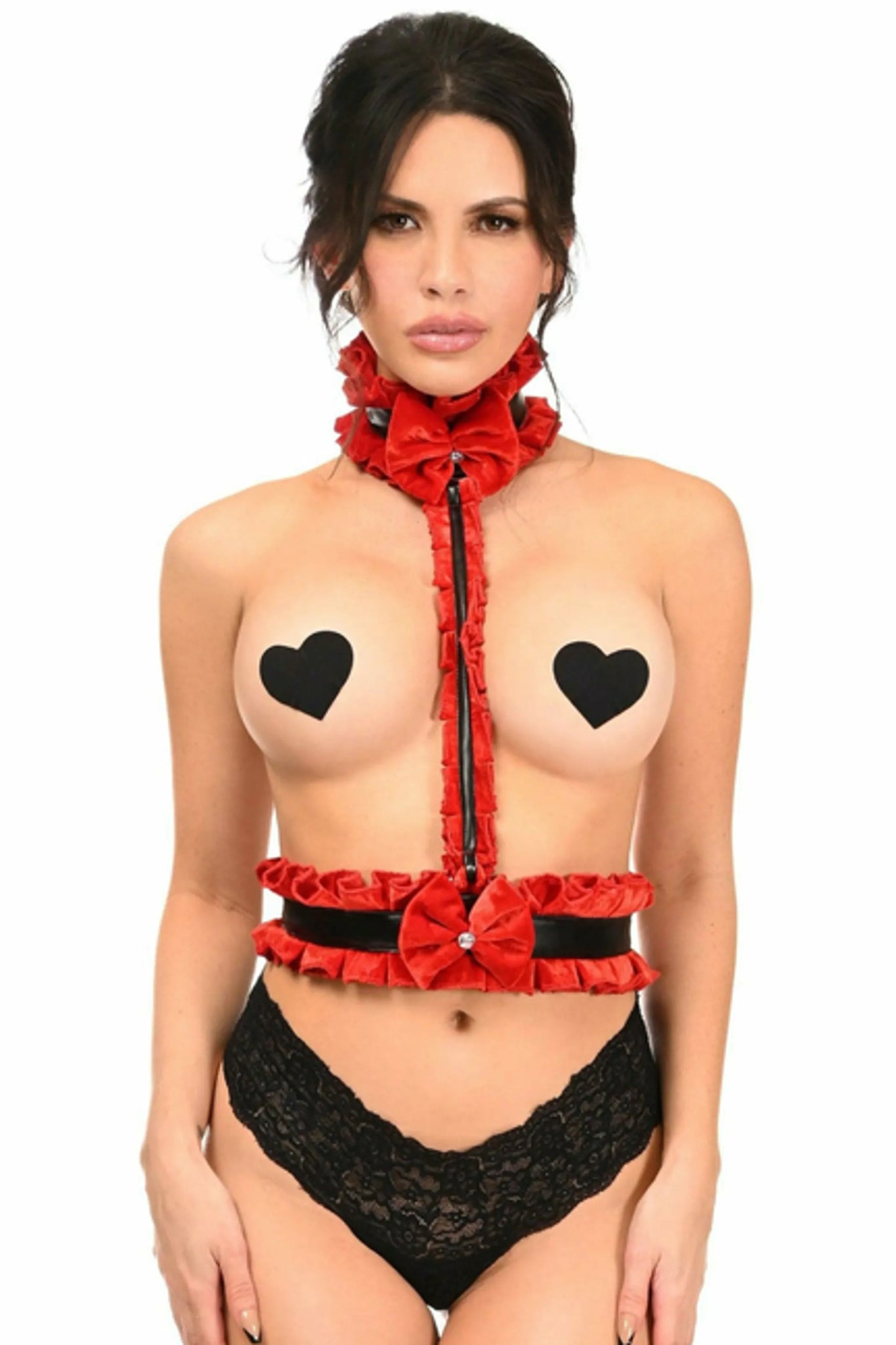 Velvet & Faux Leather Single Strap Body Harness