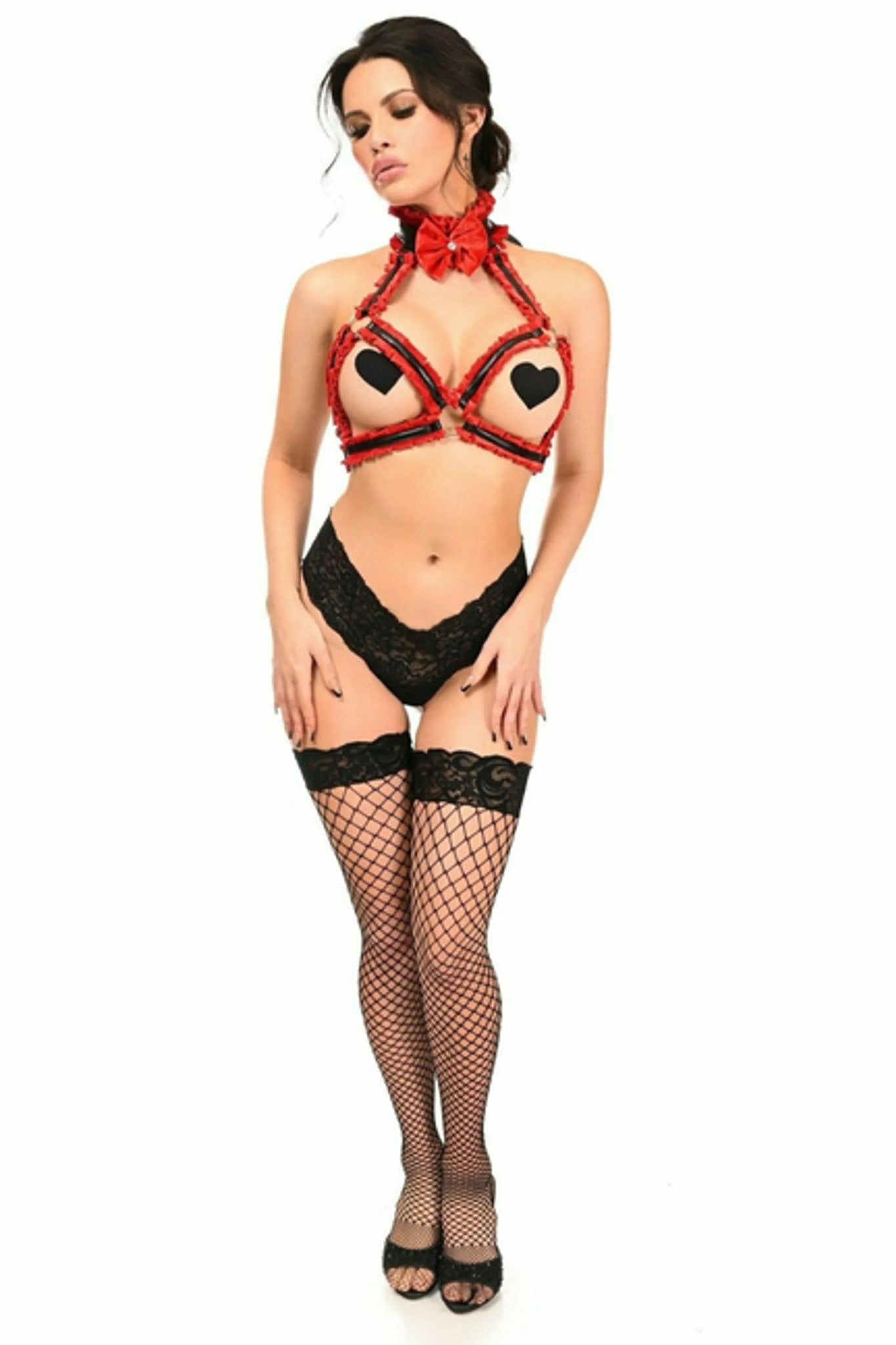 Velvet & Faux Leather Triangle Top Body Harness