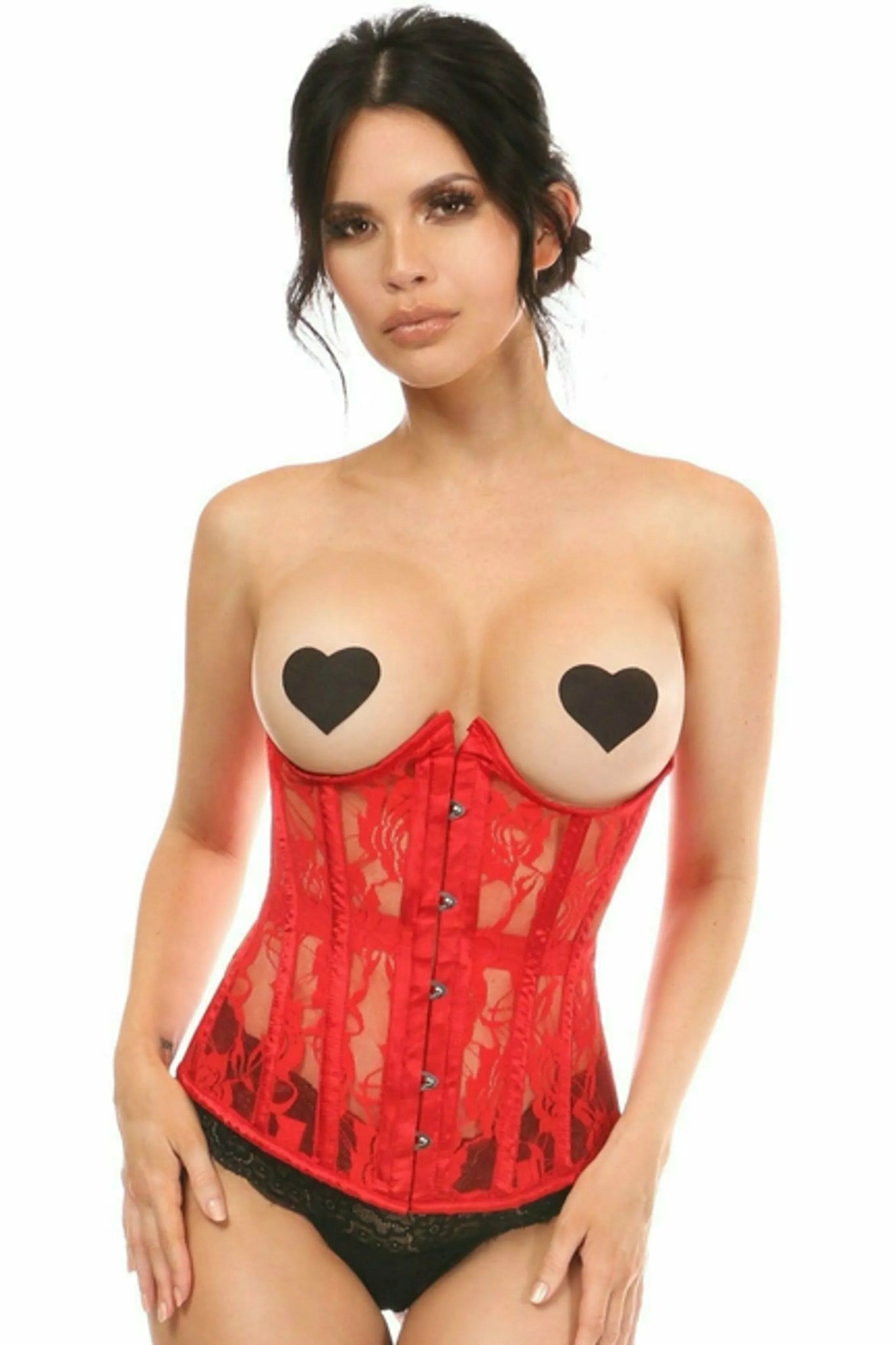 Lavish Sheer Lace Underwire Open Cup Underbust Corset