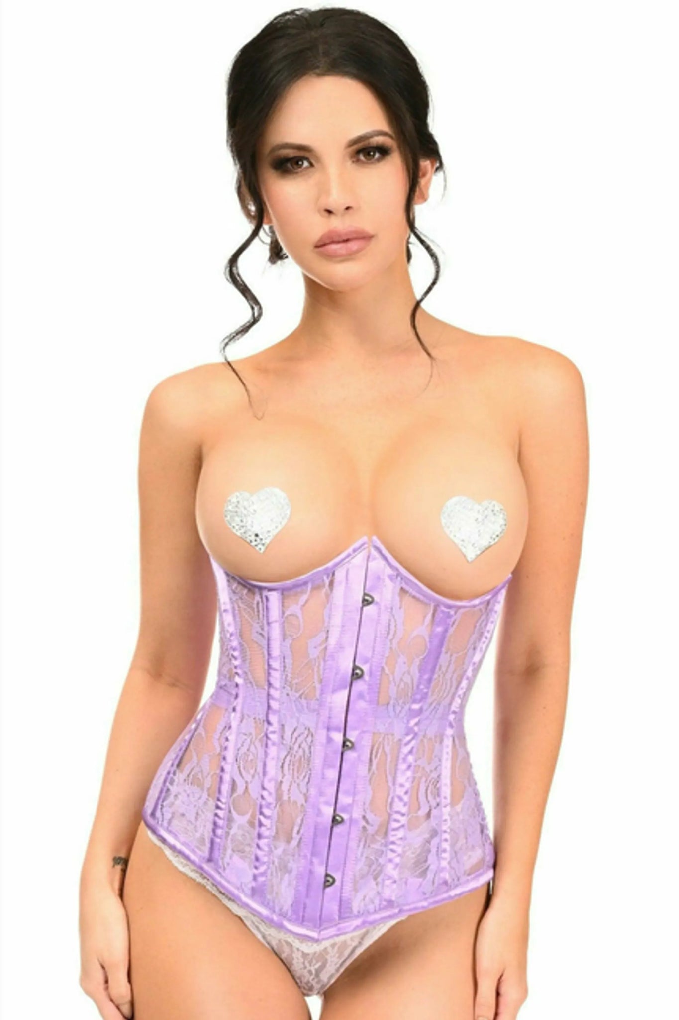 Lavish Sheer Lace Underwire Open Cup Underbust Corset