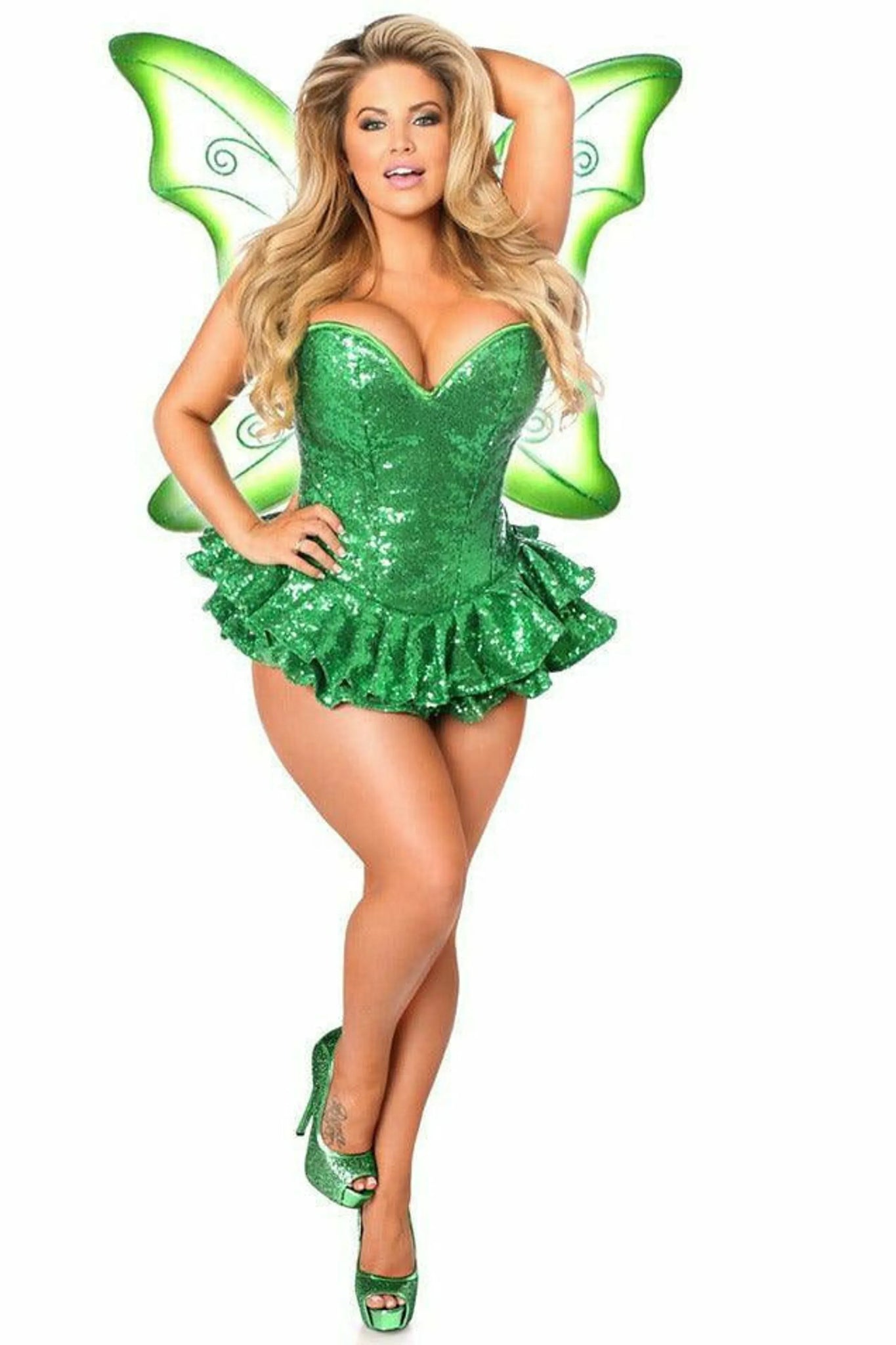Top Drawer Green Sequin Fairy Corset Dress Costume