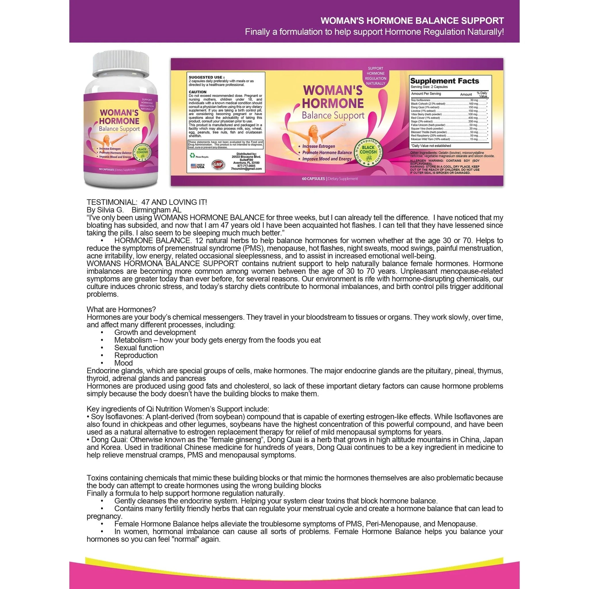 Woman's Hormone Body Balance and Menopause Support (60 capsules)