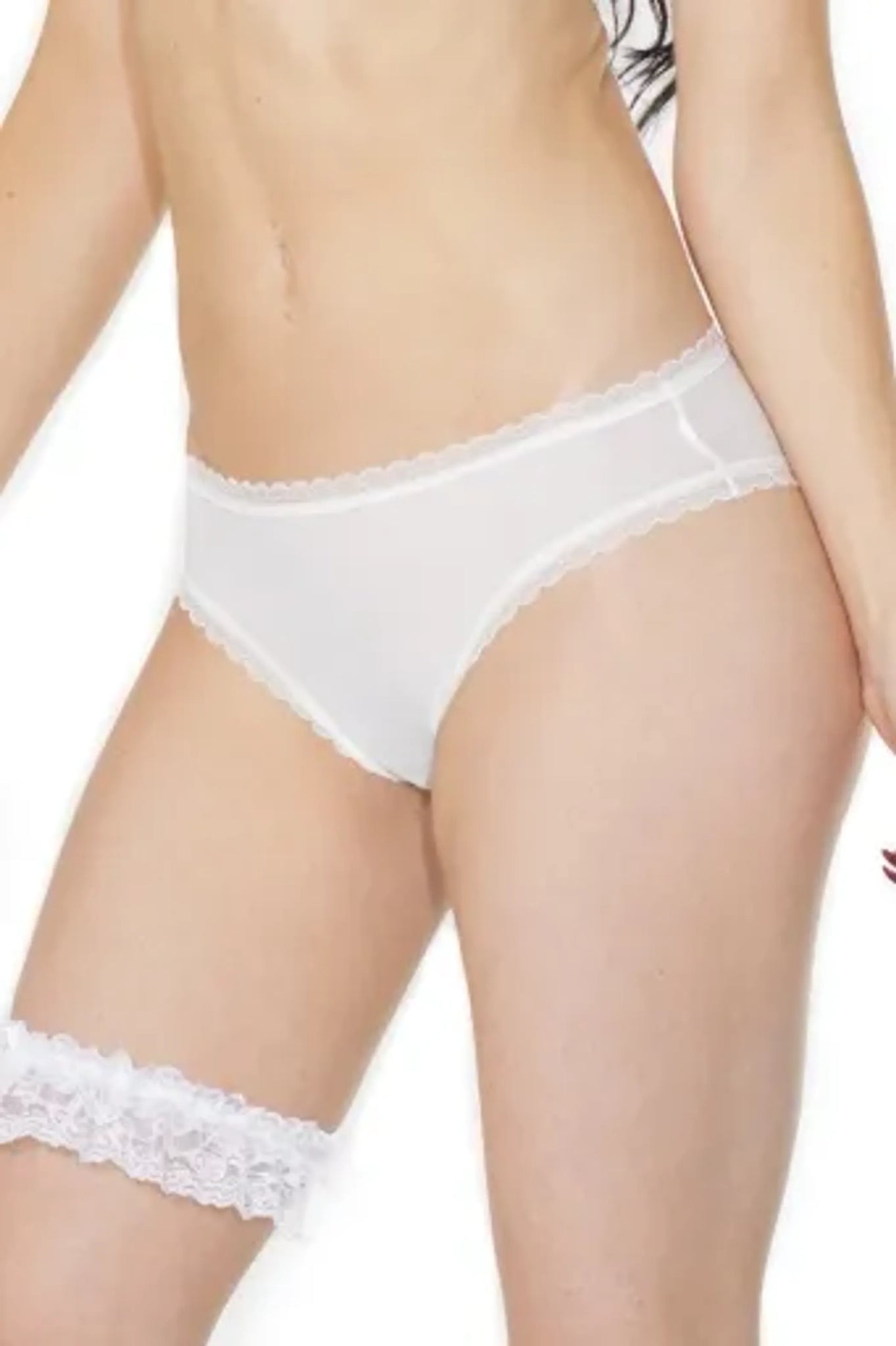 Coquette Bridal Mesh Crotchless Panty With Tulle Veil