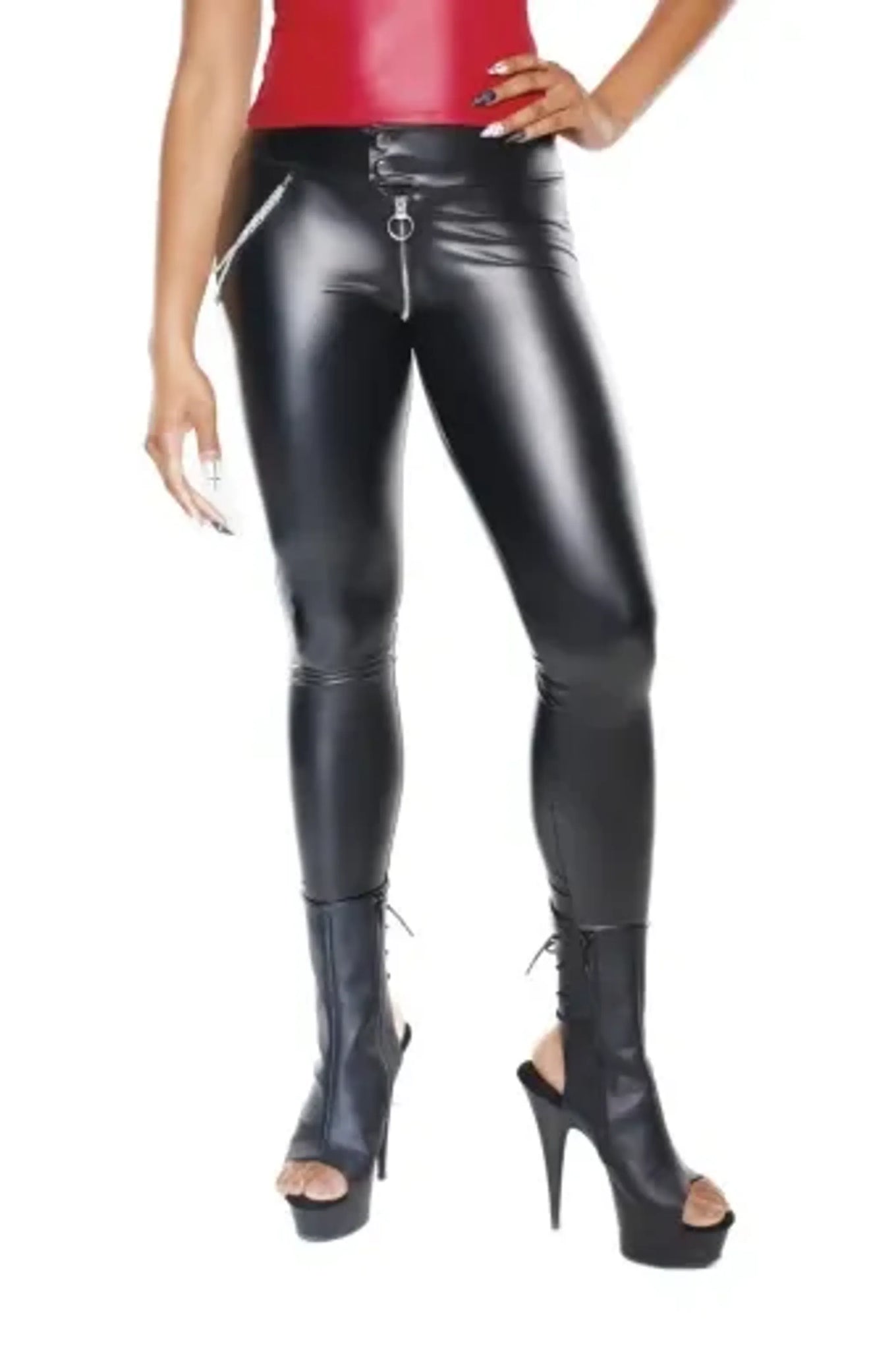 Coquette Wetlook Pants - Color: Black | Pack Of: 1 | Style: Clothing