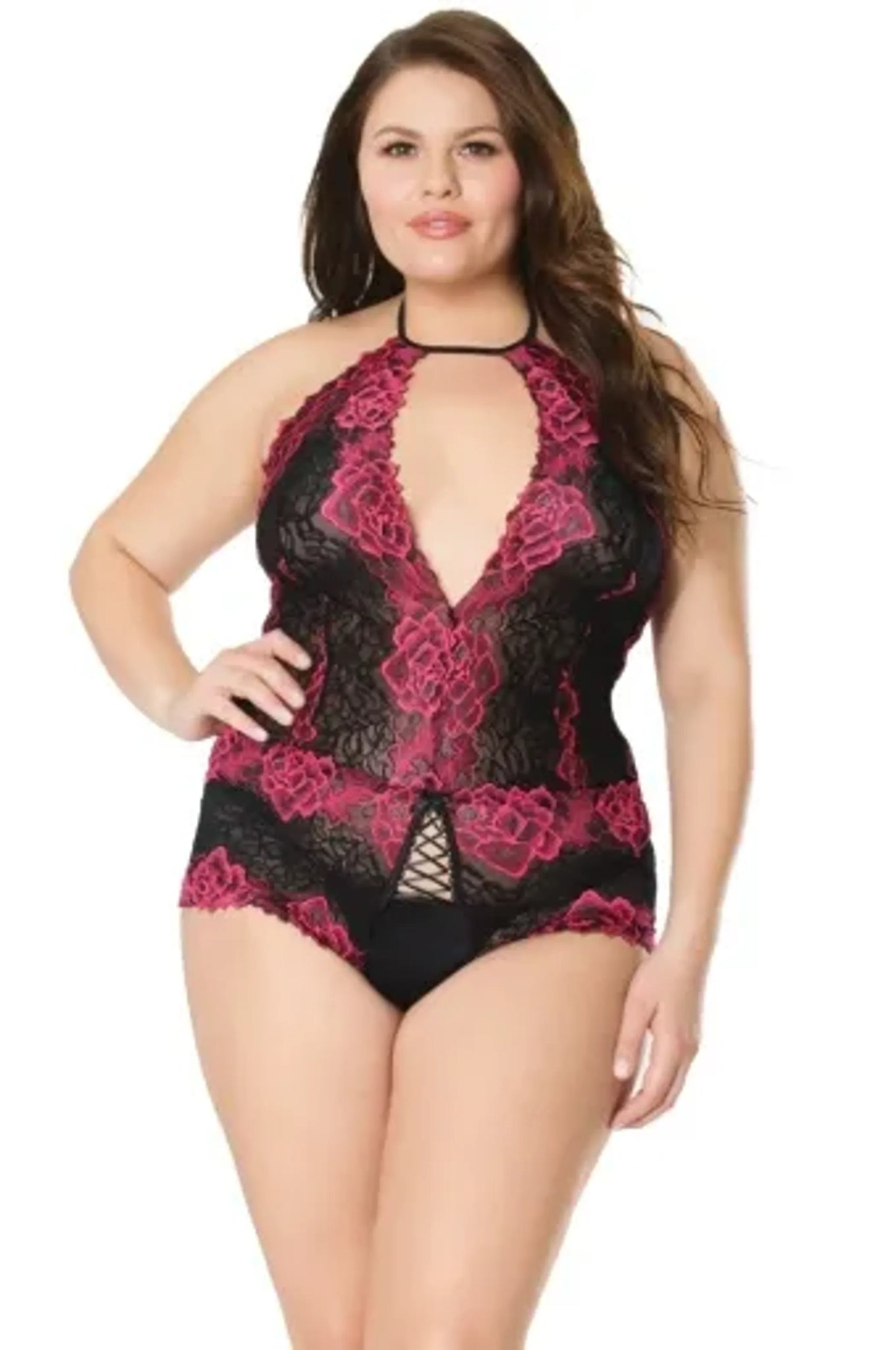 Coquette Crotchless Teddy - Color: Black | Pack Of: 1 | Style: Clothing