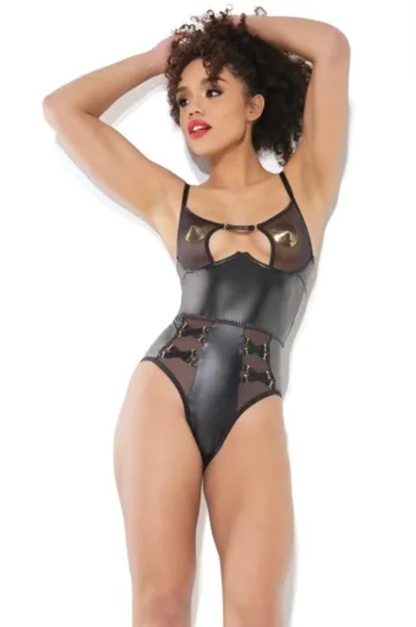 Coquette Sheer Crotchless Teddy - Color: Black | Pack Of: 1 | Style: Clothing