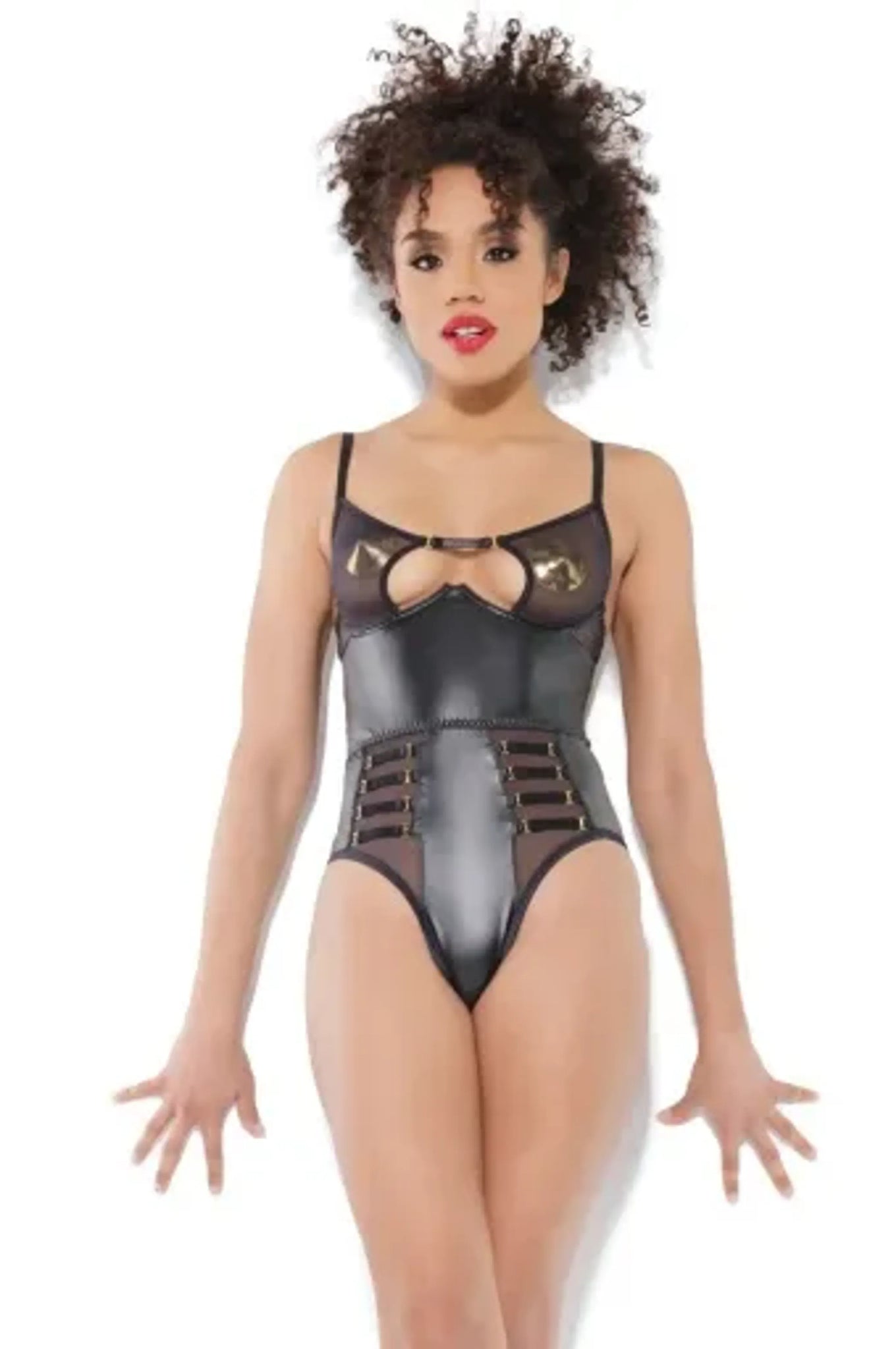 Coquette Sheer Crotchless Teddy - Color: Black | Pack Of: 1 | Style: Clothing