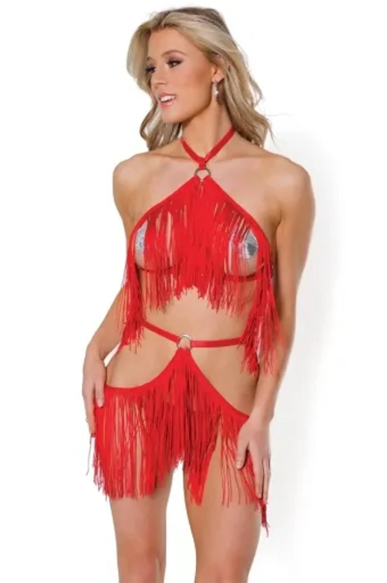 Coquette Fringe Harness and Crotchless Panty