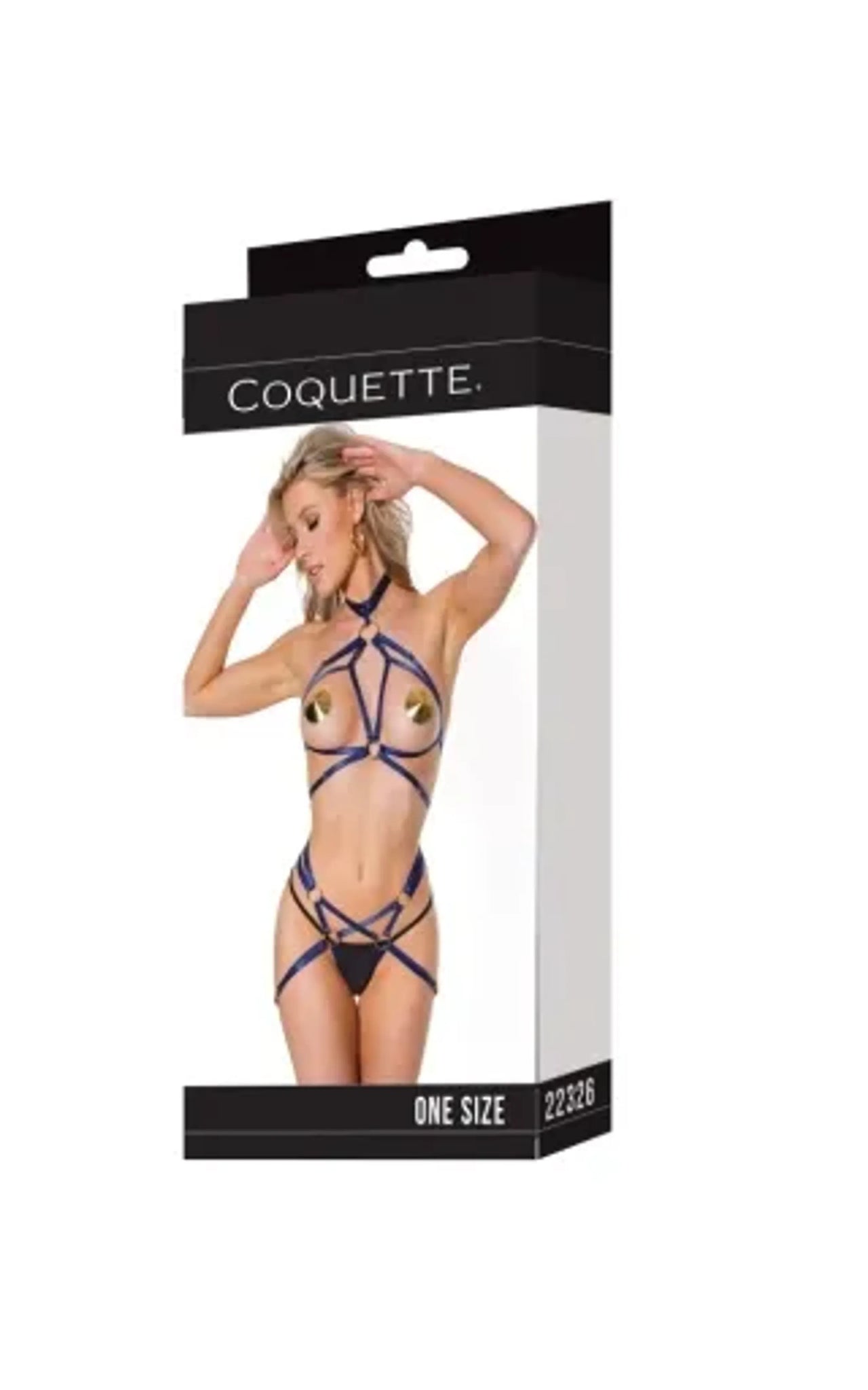 Coquette Harness Halter Top & Crotchless Panty
