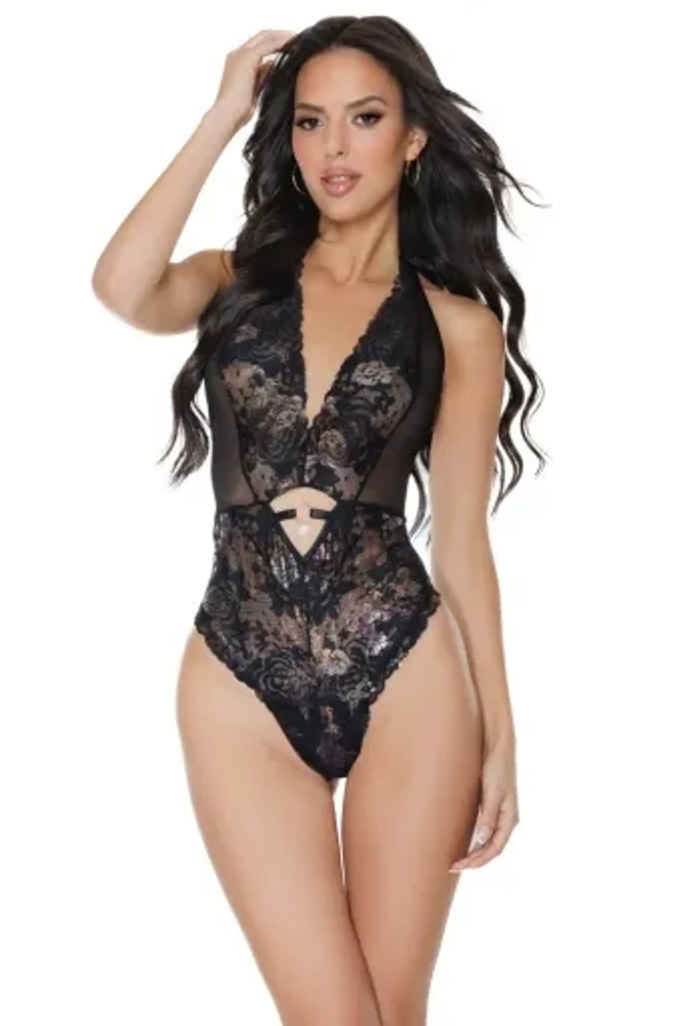 Coquette Crotchless Teddy - Color: Black | Pack Of: 1 | Style: Clothing