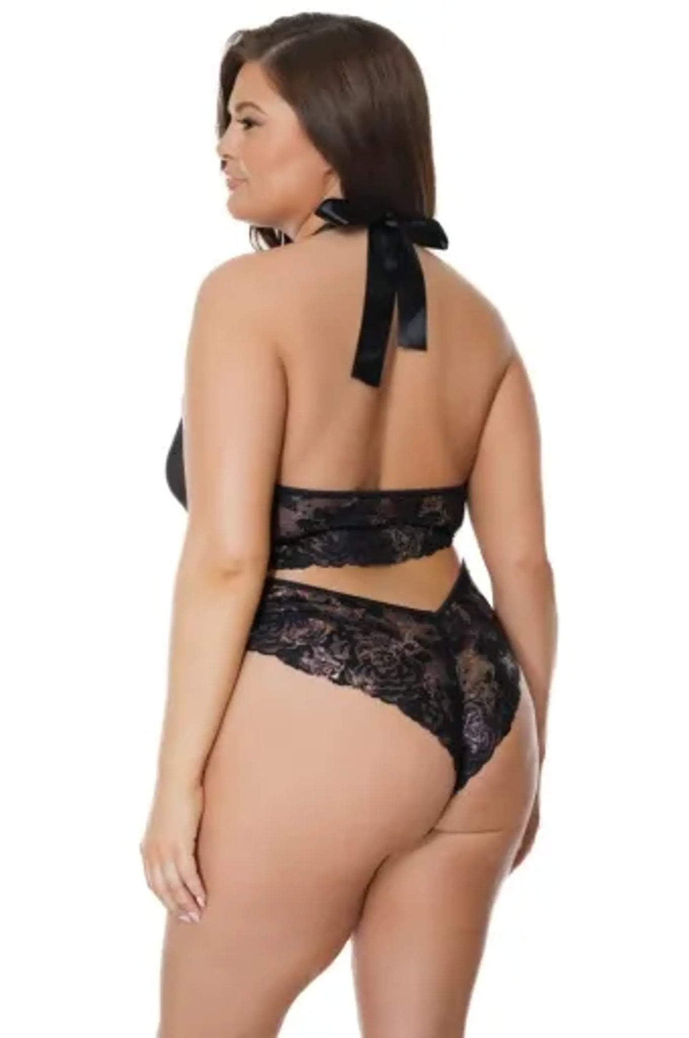 Coquette Crotchless Teddy - Color: Black | Pack Of: 1 | Style: Clothing