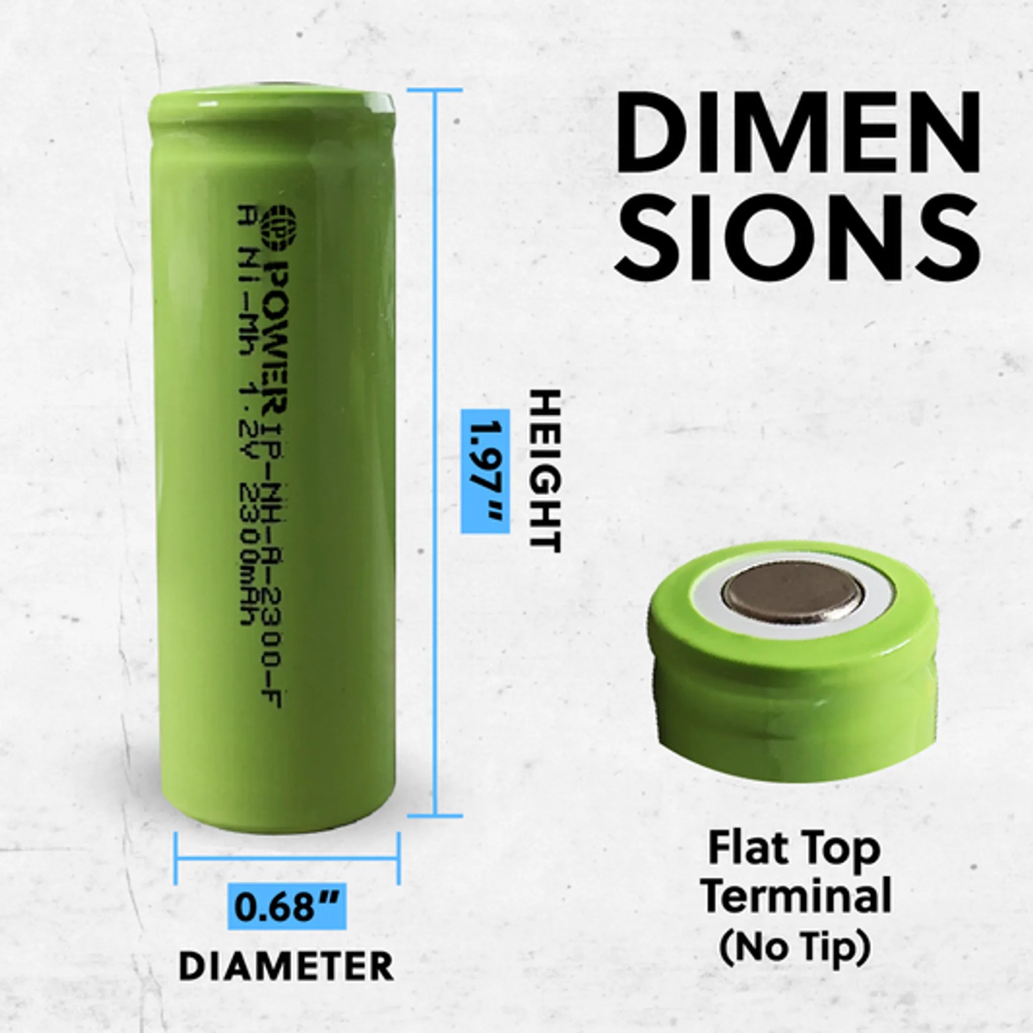 IP Power Ni-Mh A 2300mAh 1.2V Rechargeable Flat Top Battery - 4 Pack