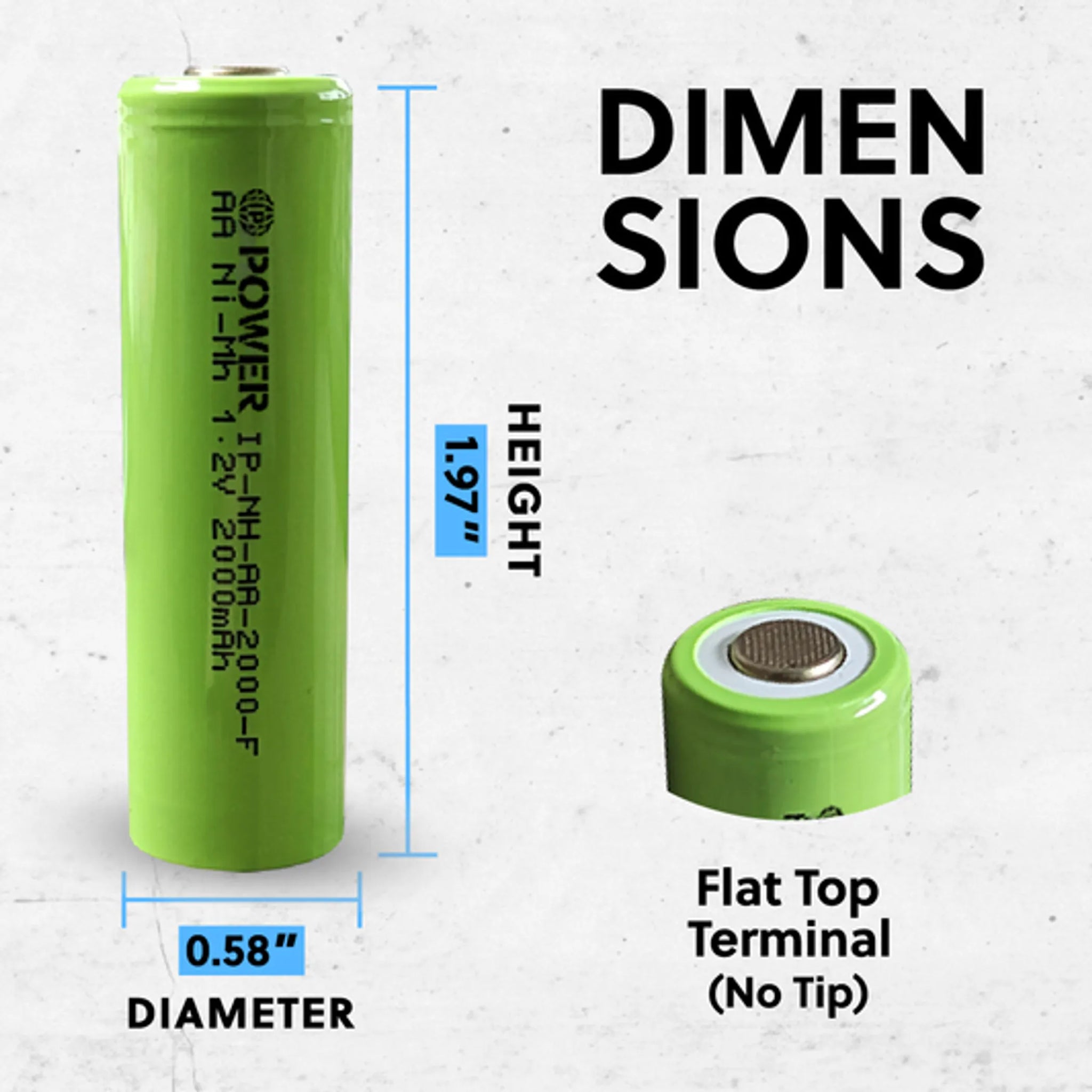 IP Power Ni-Mh AA 2000mAh 1.2V Rechargeable Flat Top Battery - 4 Pack