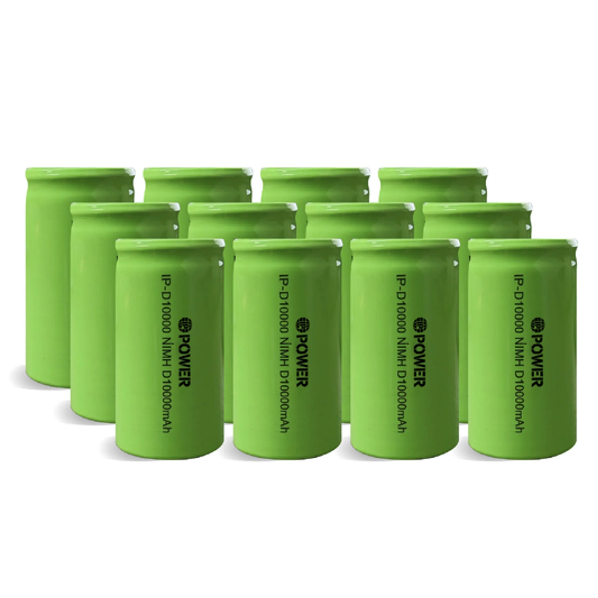 IP Power Ni-Mh D 10000mAh 1.2V Rechargeable Flat Top Battery - 4 Pack