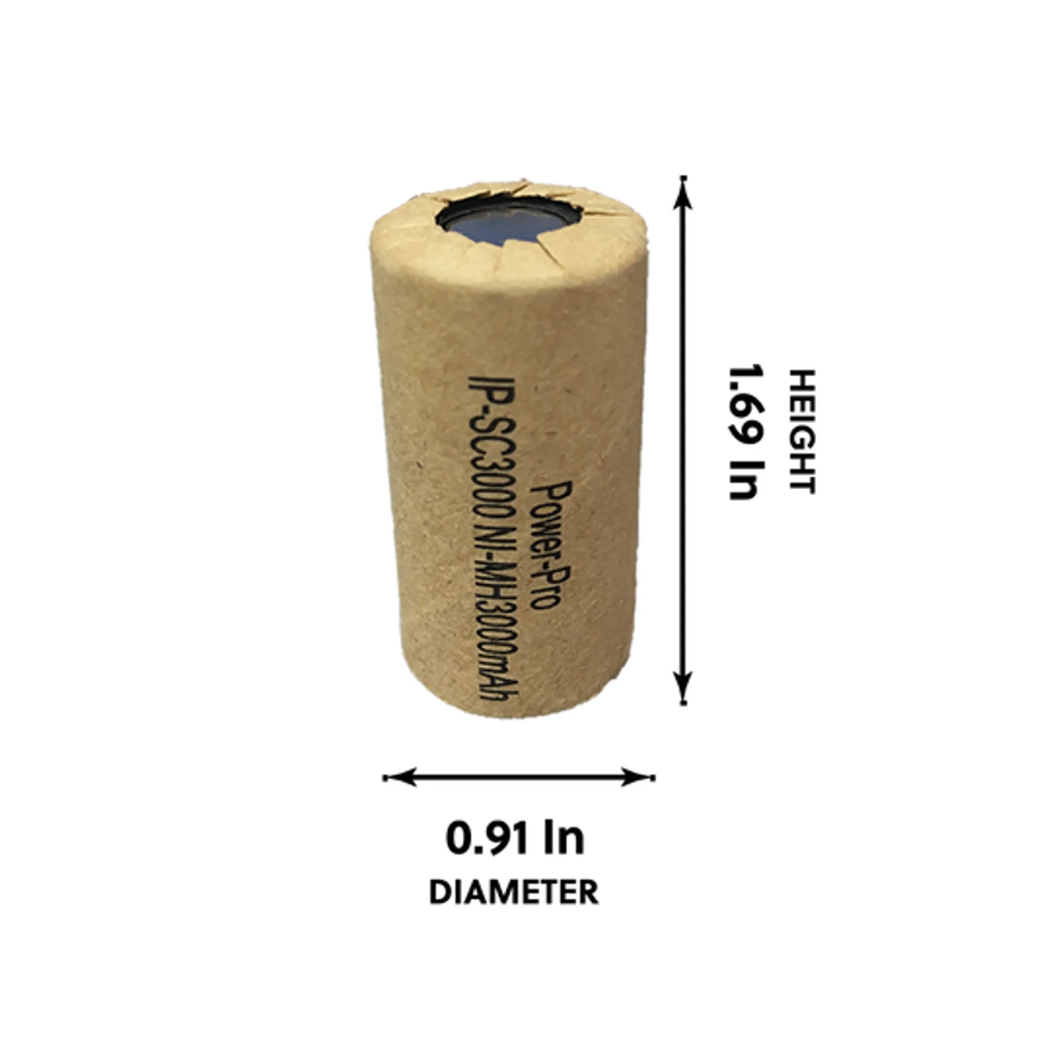 IP Power High Rate Sub C Ni-Mh 3000mAh 1.2V Flat Top Battery - 4 Pack - Size: SUB C