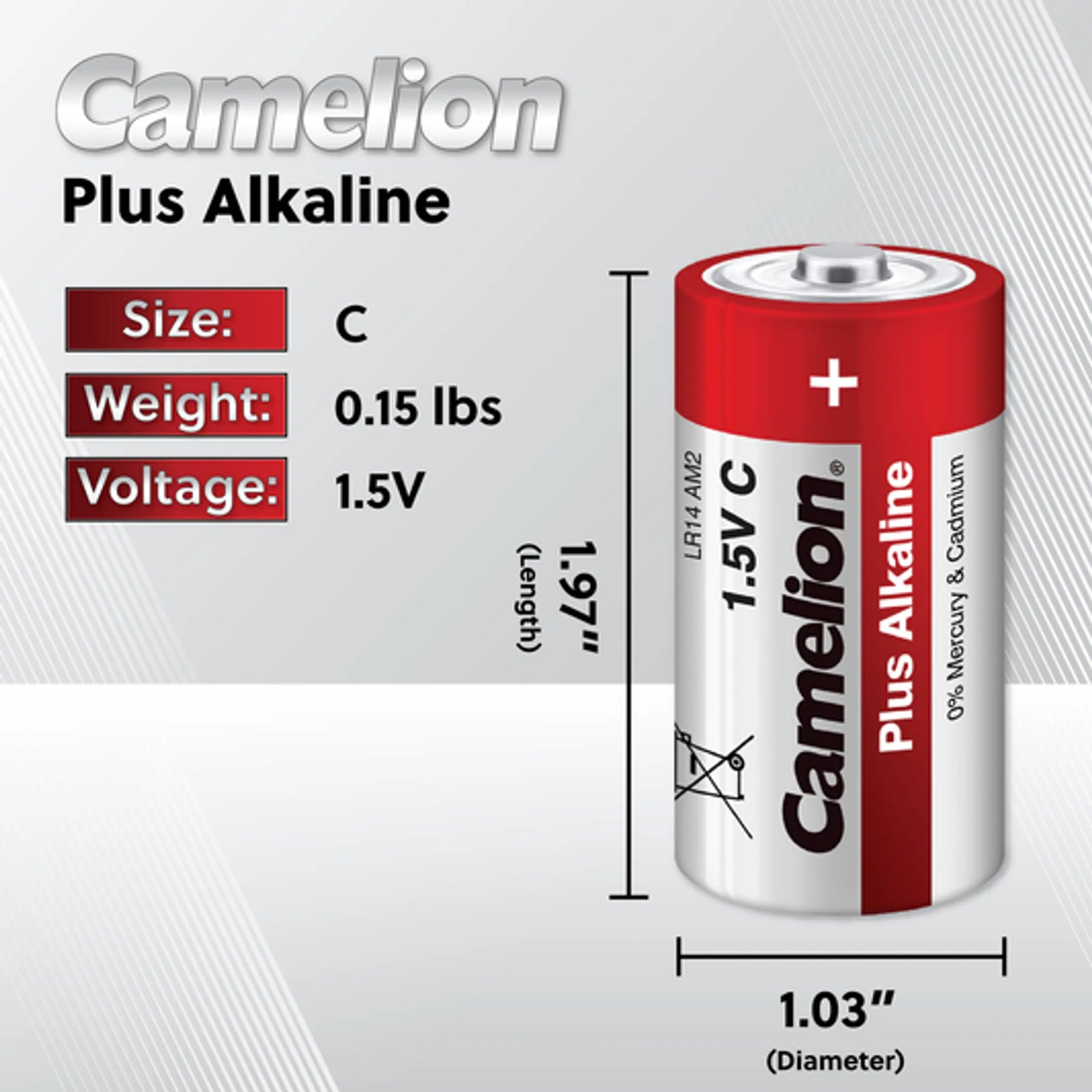 Camelion C 1.5V Alkaline Plastic Tub 8 Count (2 x 4Ct)