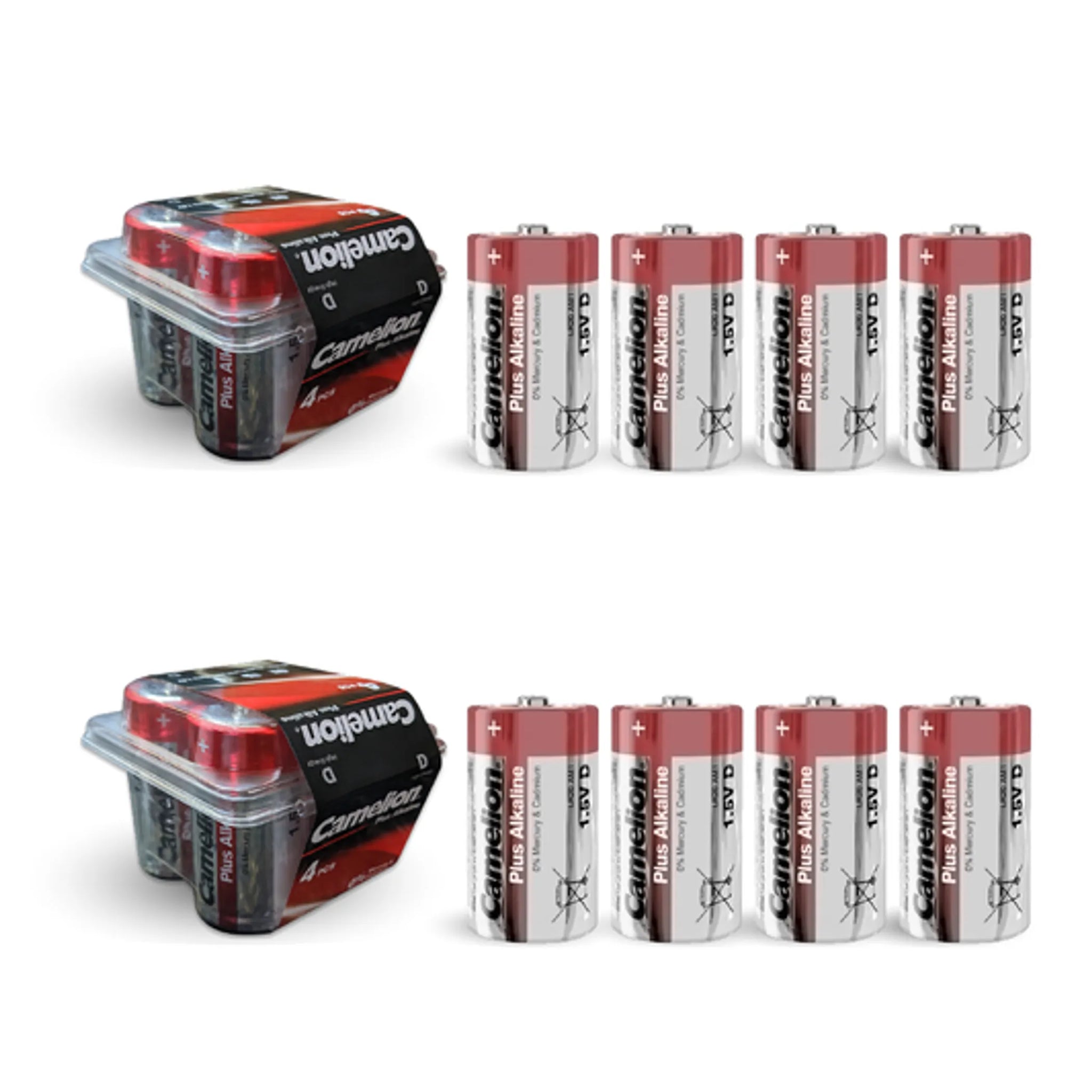 Camelion D 1.5V Alkaline Plastic Tub 8 Count (2 x 4Ct)