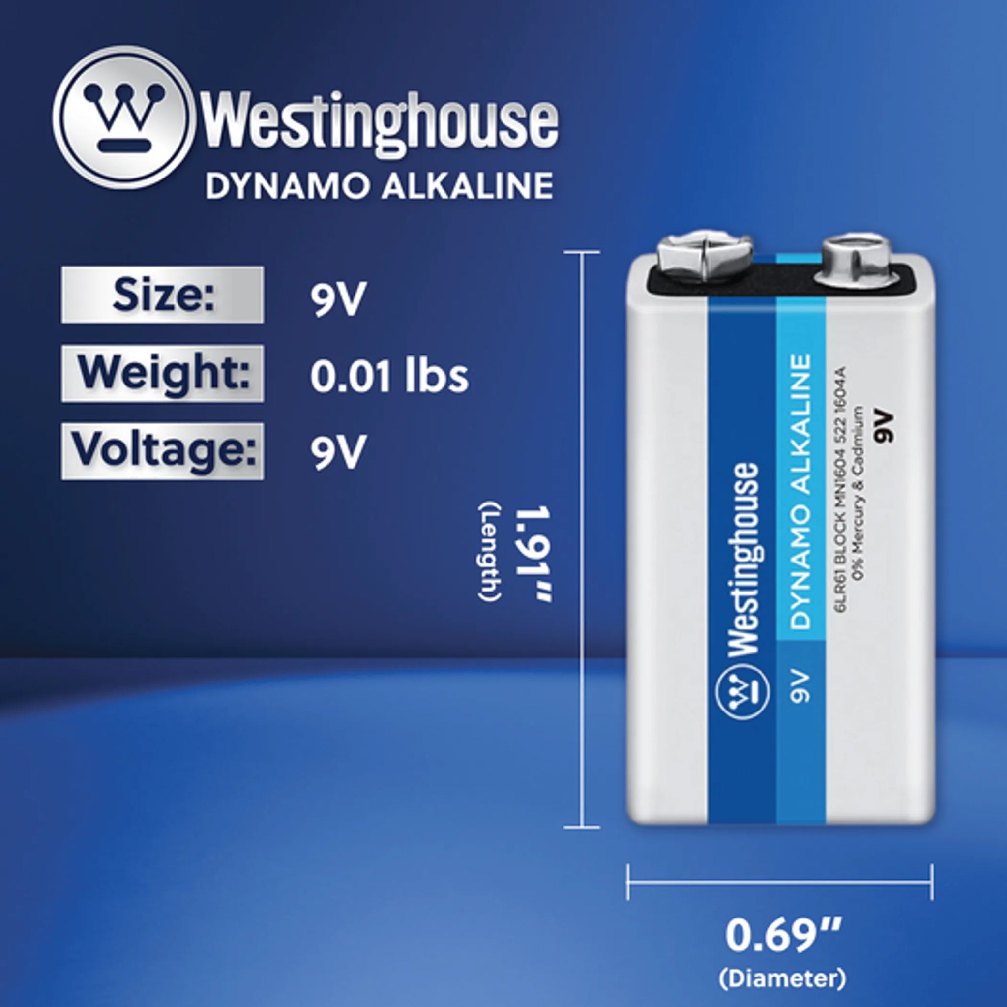 Westinghouse 9V Dynamo Alkaline Plastic Tub 12 Count (2 x 6pks)