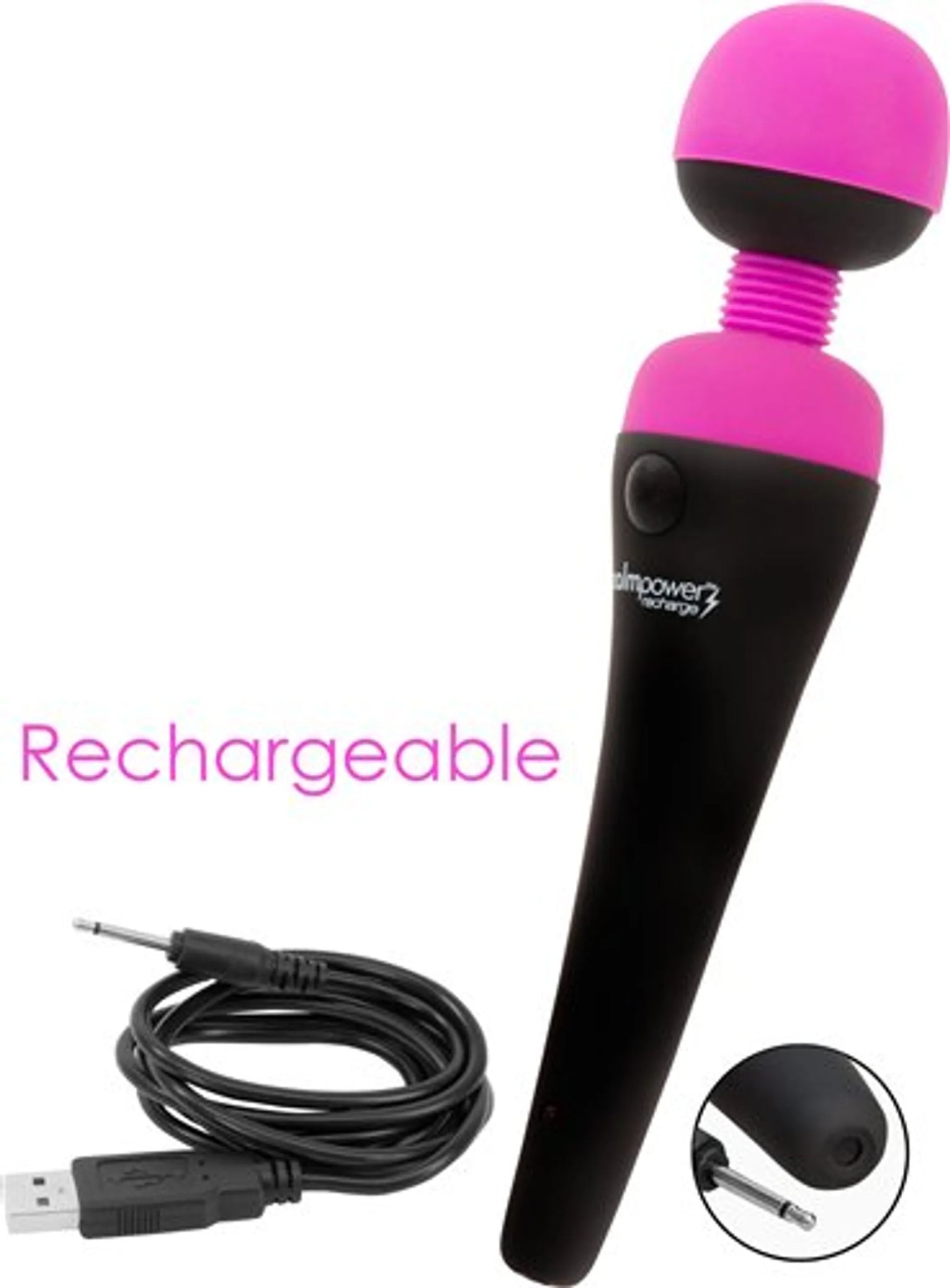 PALM POWER MASSAGER FUSCHIA RECHARGEABLE WATERPROOF