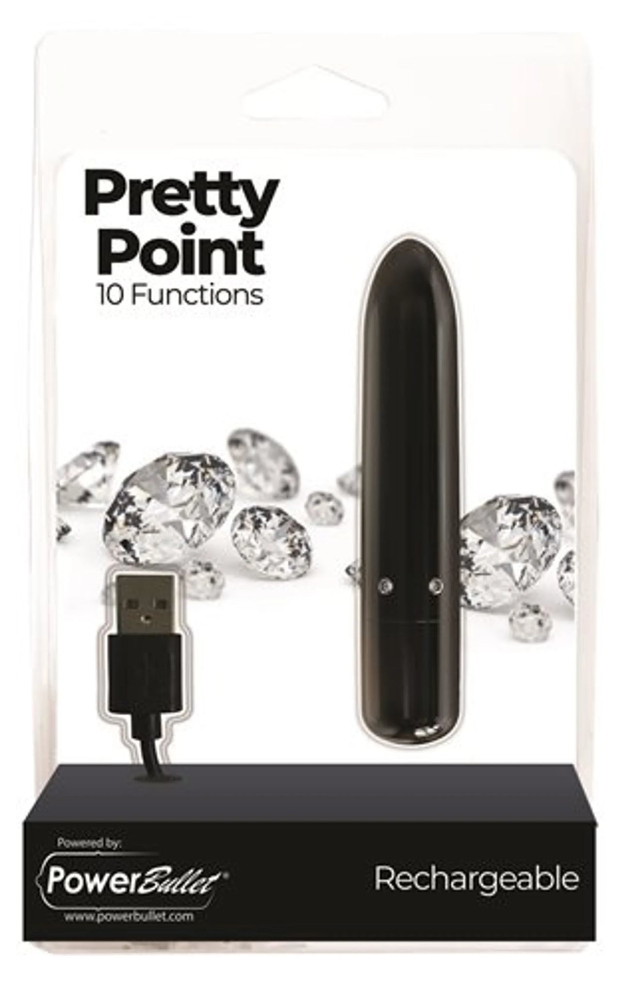 Pretty Point Power Bullet Vibrator, 4 Inches, 10 Functions