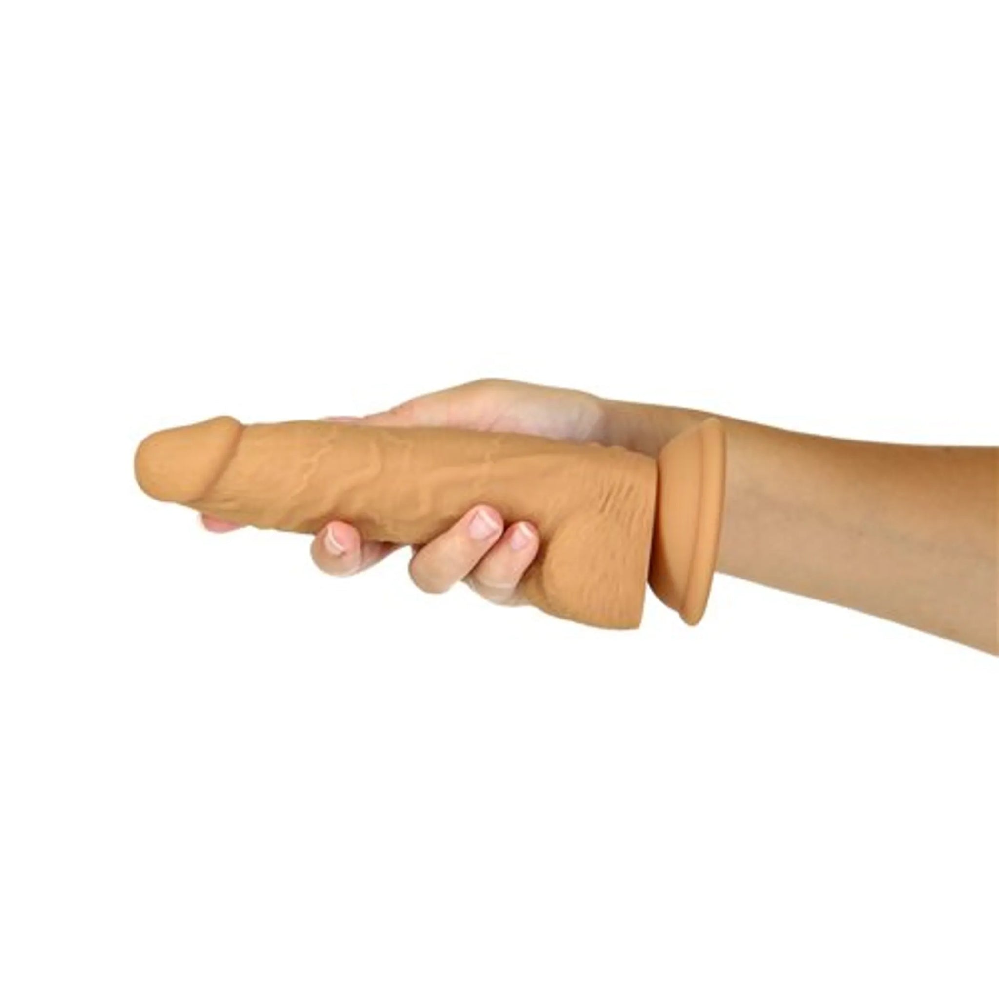 NAKED ADDICTION 8IN ROTATING & VIBRATING DONG CARAMEL