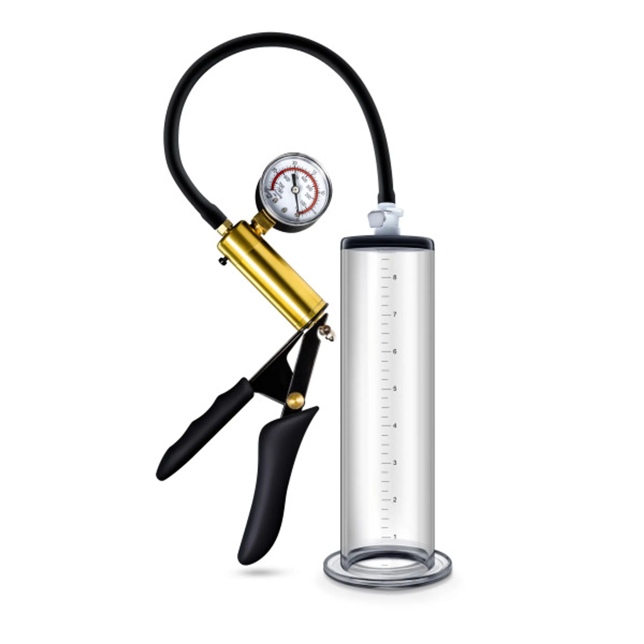 PERFORMANCE VX6 VACUUM PENIS PUMP W/ BRASS TRIGGER & PRESSURE GAUGE CLEAR