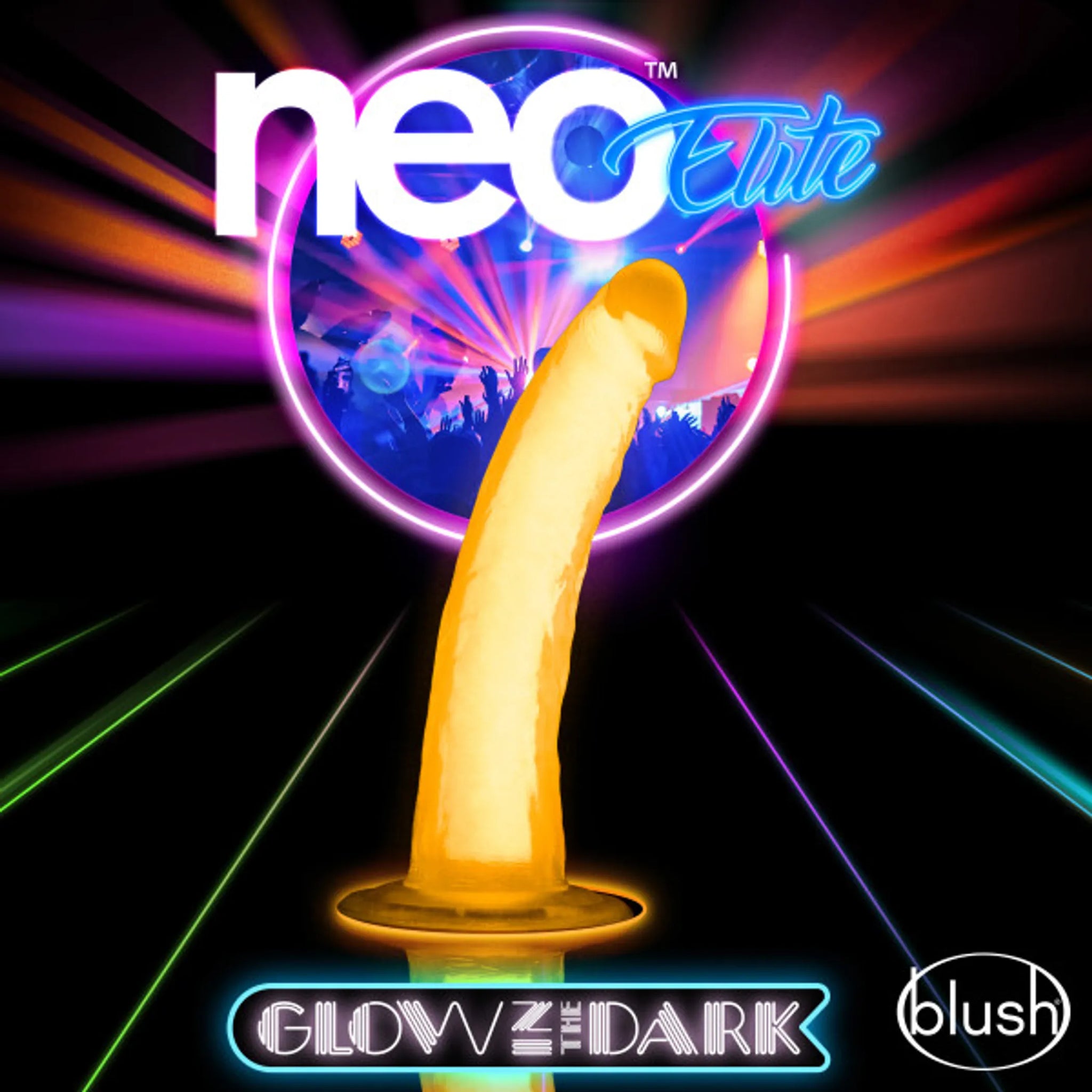 NEO ELITE GLOW IN THE DARK 7.5IN DUAL DENSITY COCK NEON NEON ORANGE