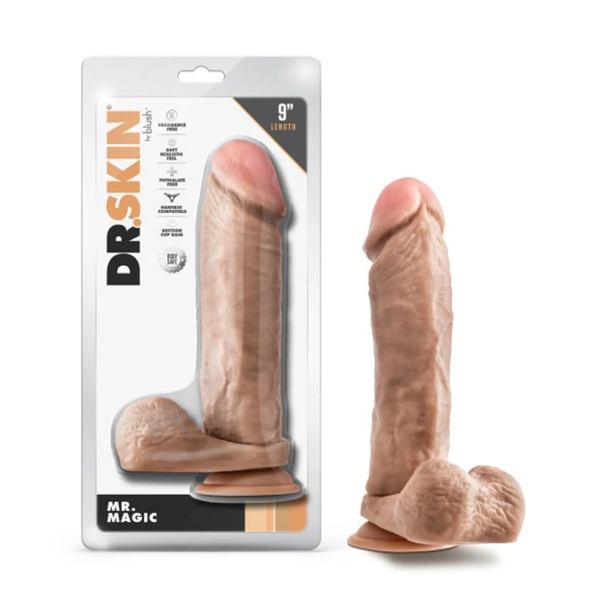 DR. SKIN MR. MAGIC 9IN DILDO W/ BALLS BEIGE