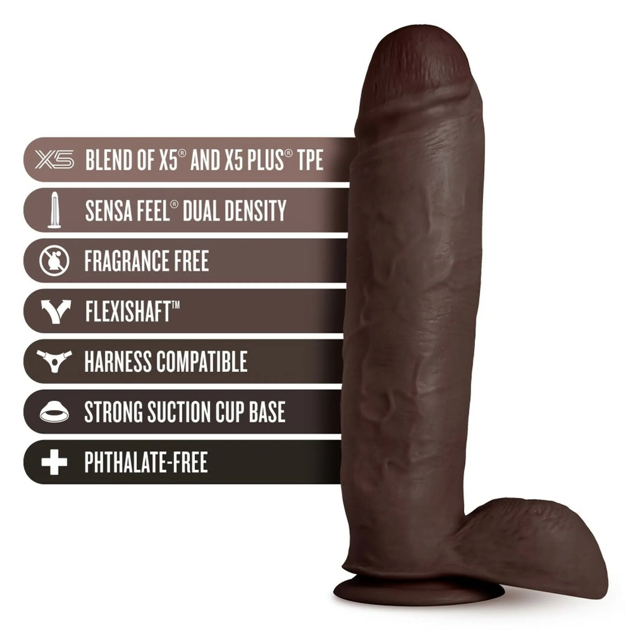 AU NATUREL HUGE 10IN DILDO CHOCOLATE