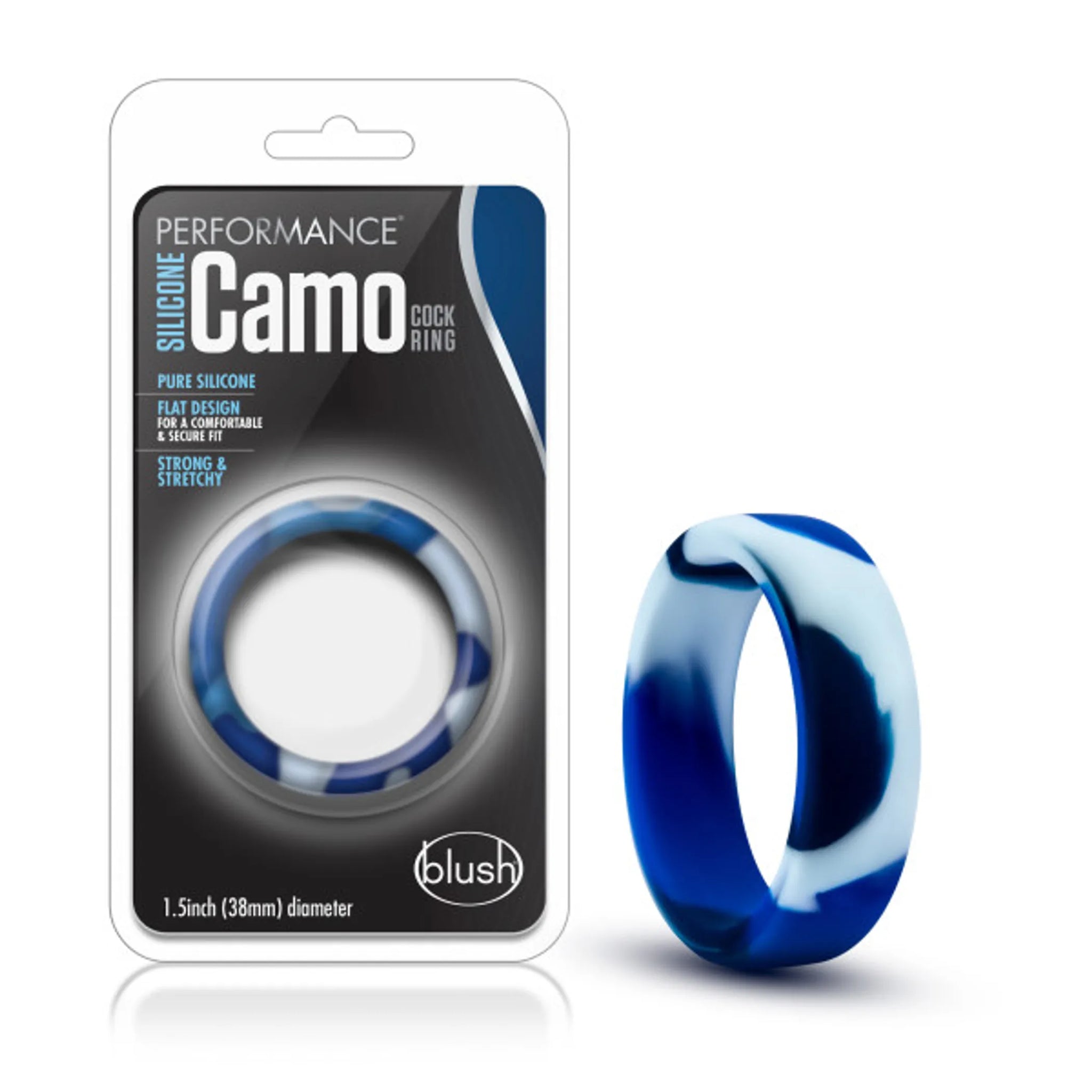 PERFORMANCE SILICONE CAMO COCK RING BLUE CAMOFLAUGE