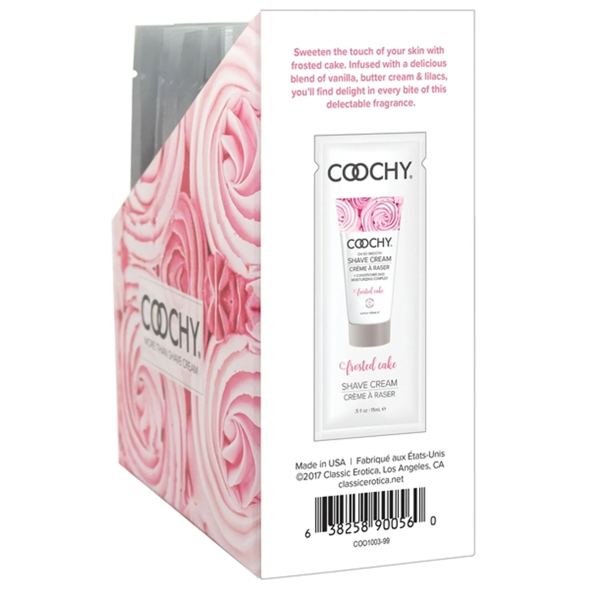 COOCHY SHAVE CREAM FROSTED CAKE FOIL 15 ML 24PC DISPLAY