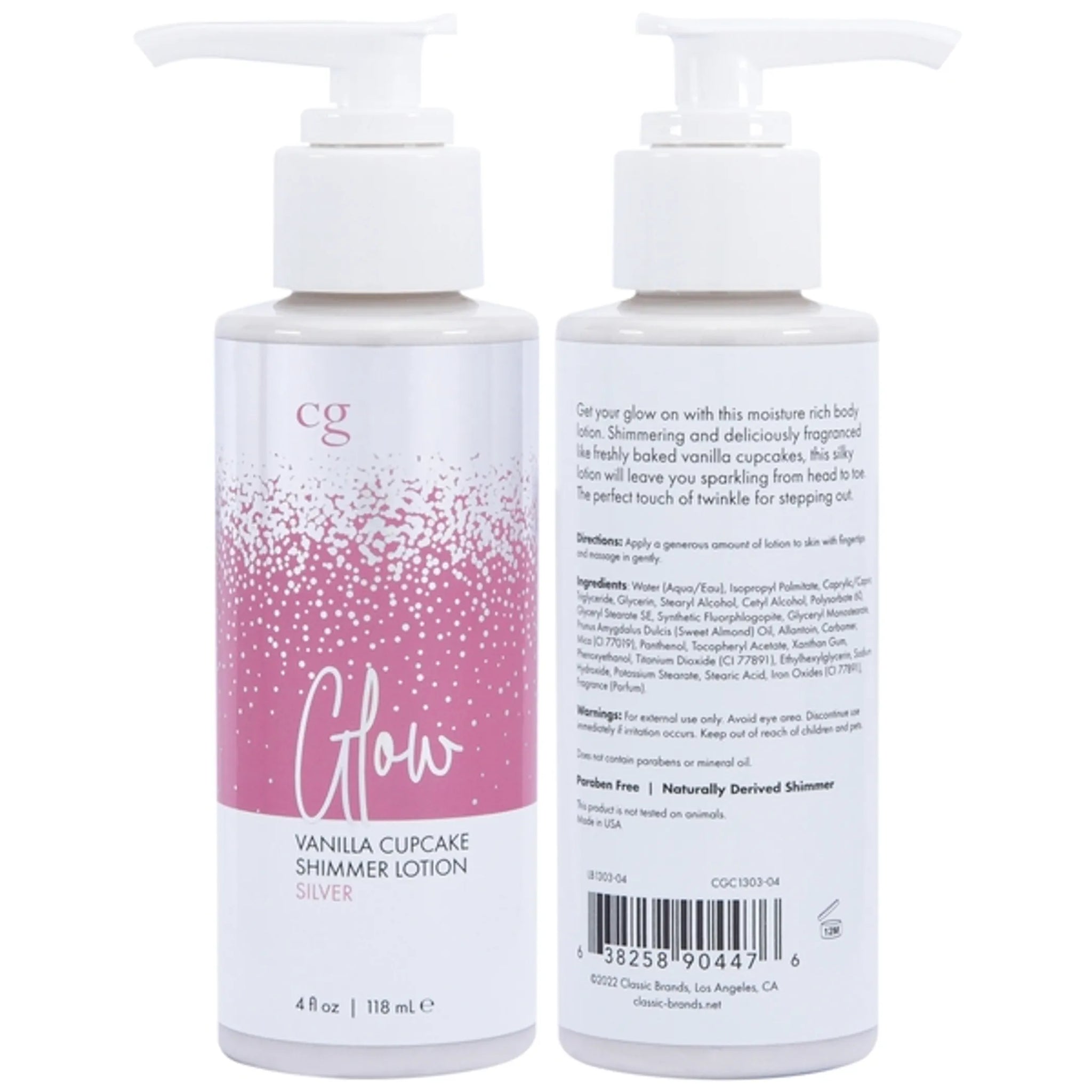 GLOW VANILLA CUPCAKE SHIMMER LOTION SILVER 4 FL OZ