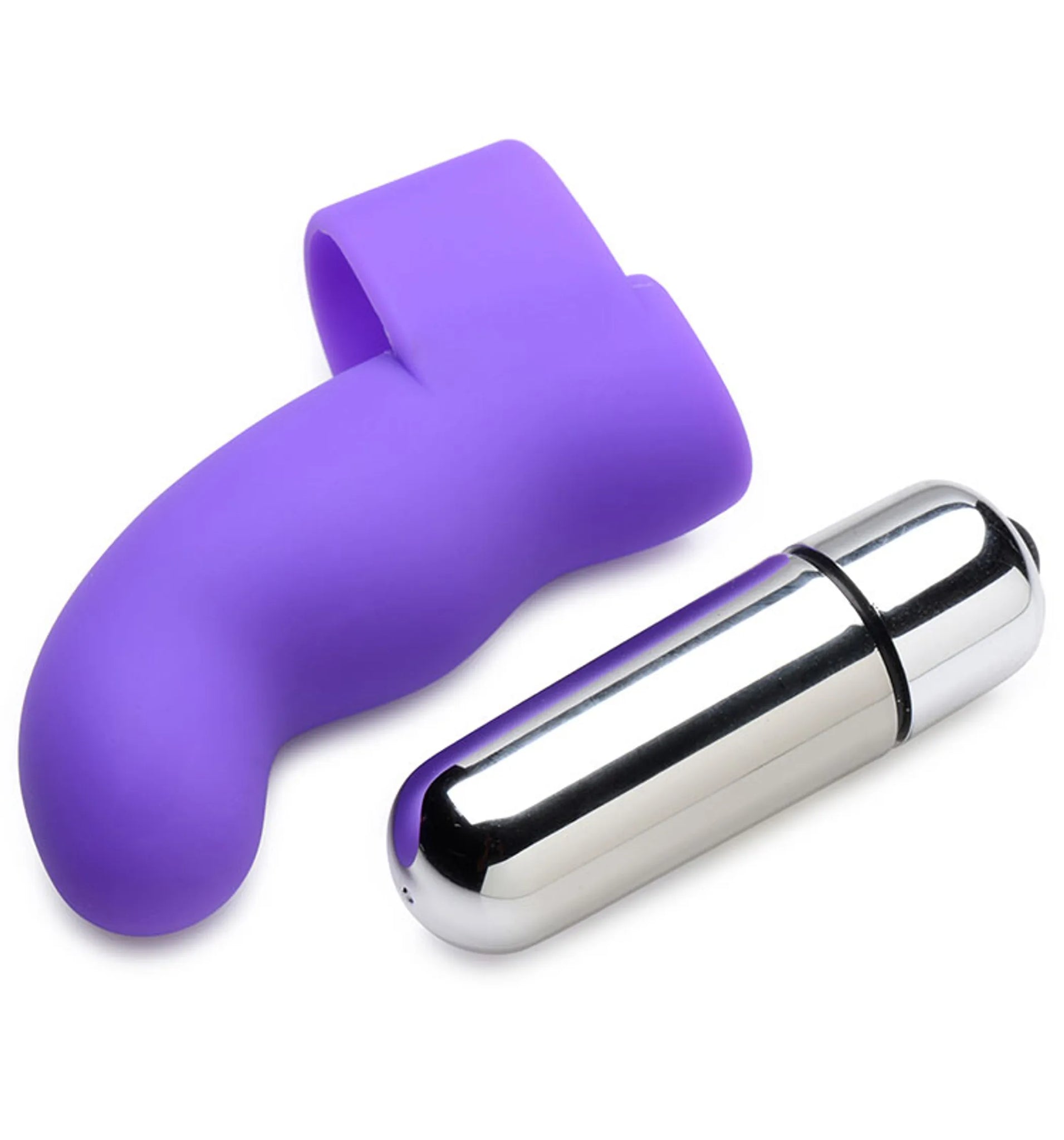 G-Spot Finger Vibrator with Ribbed Silicone Sleeve, 3.3" Length